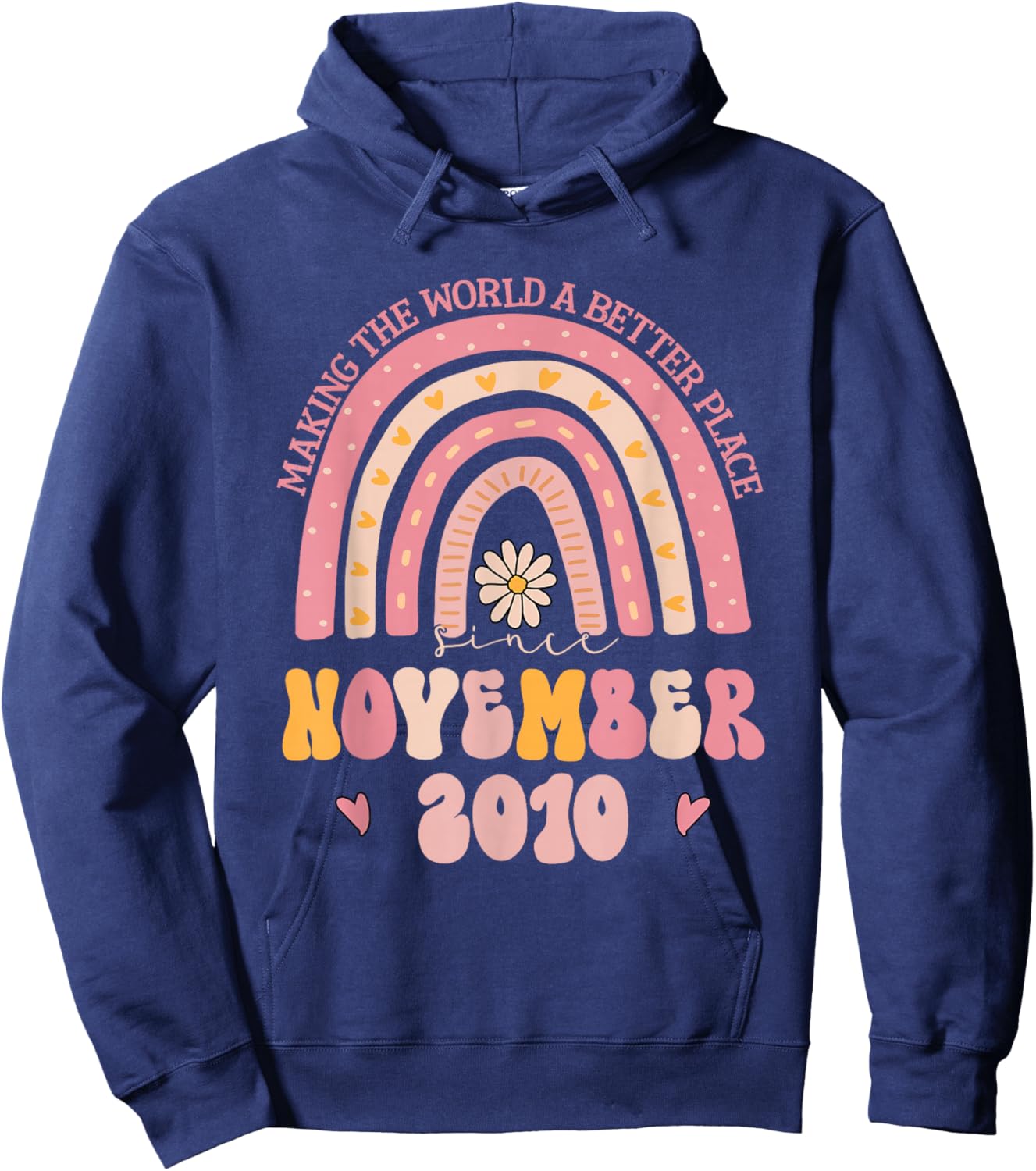 Turning 15 Retro November 2010 15th Birthday Hoodie - Hoodie | Navy