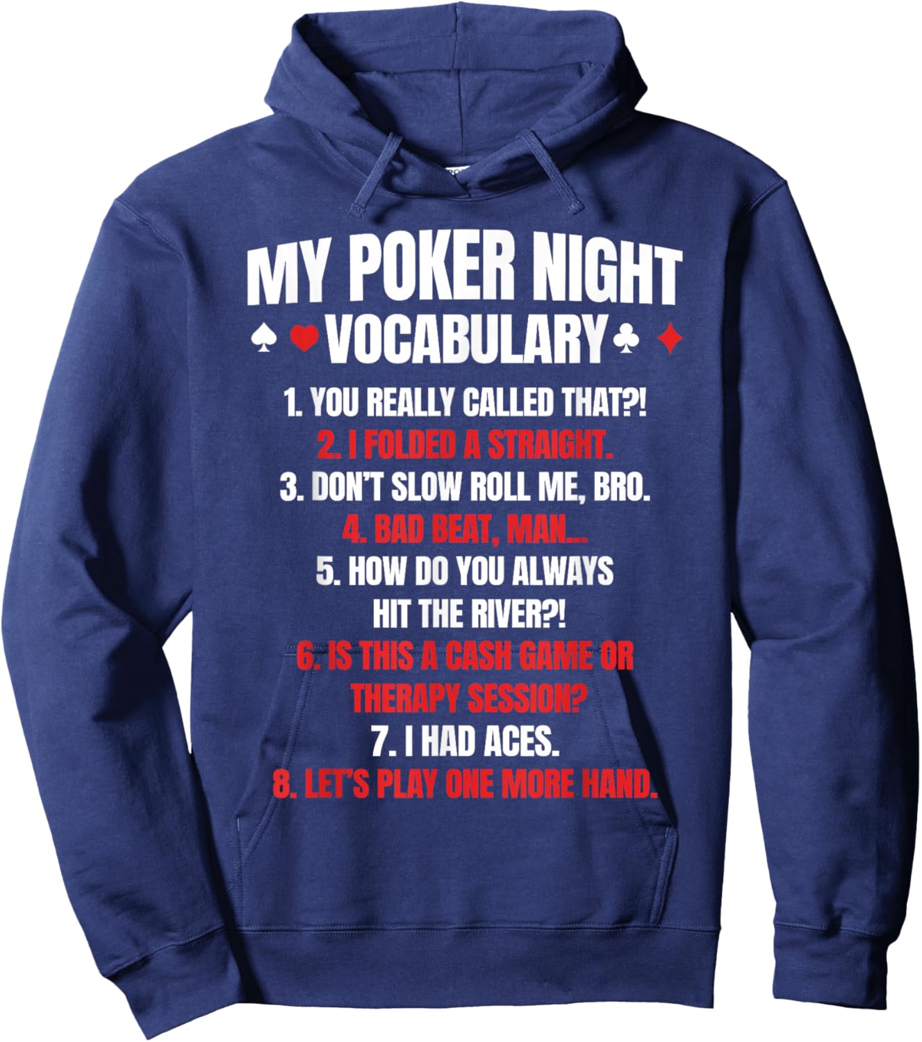 Funny Poker Player My Poker Night Vocabulary Hoodie - Hoodie | Navy