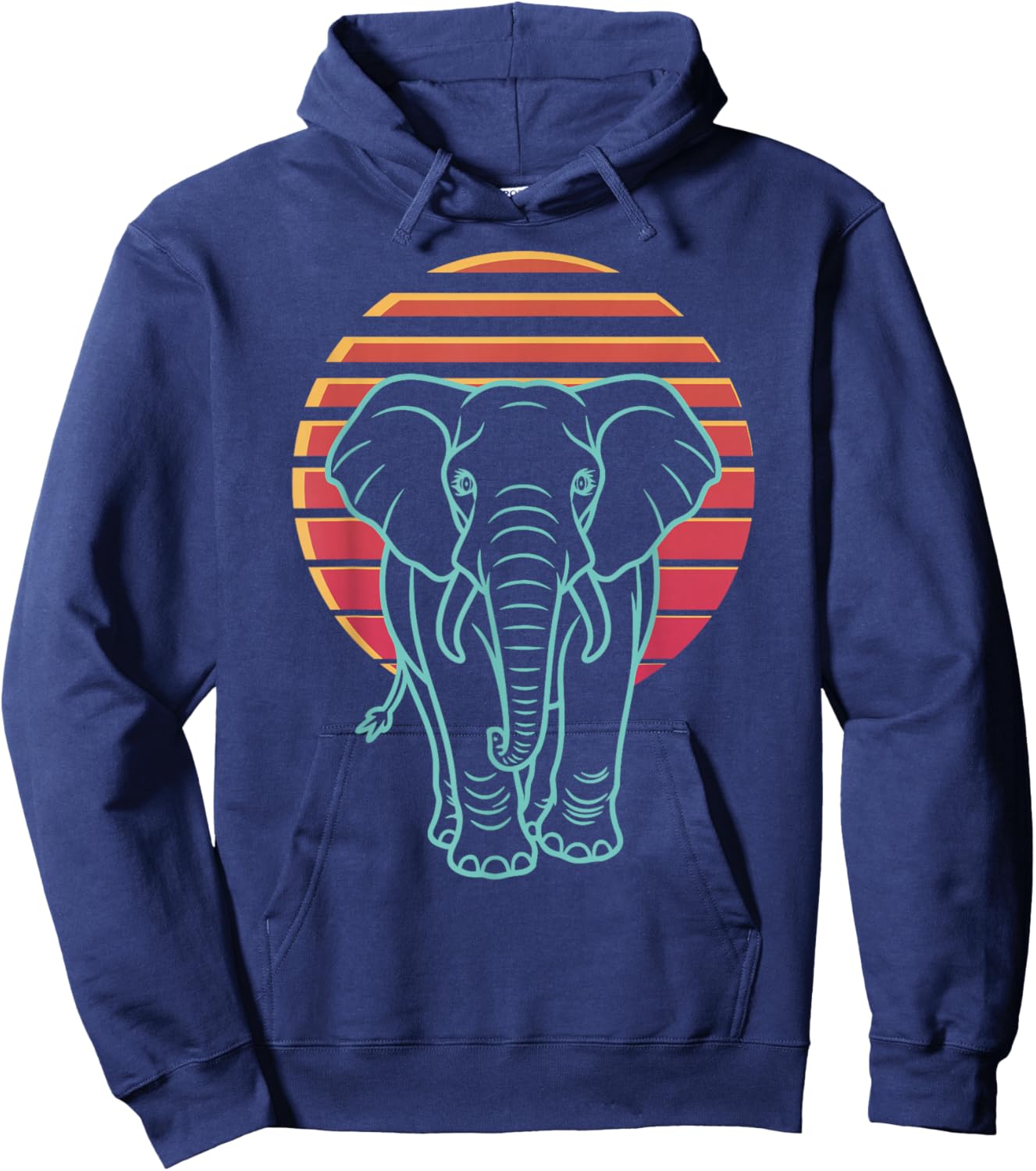 Elephant Lover Animal Retro Synthwave 80s Hoodie - Hoodie | Navy
