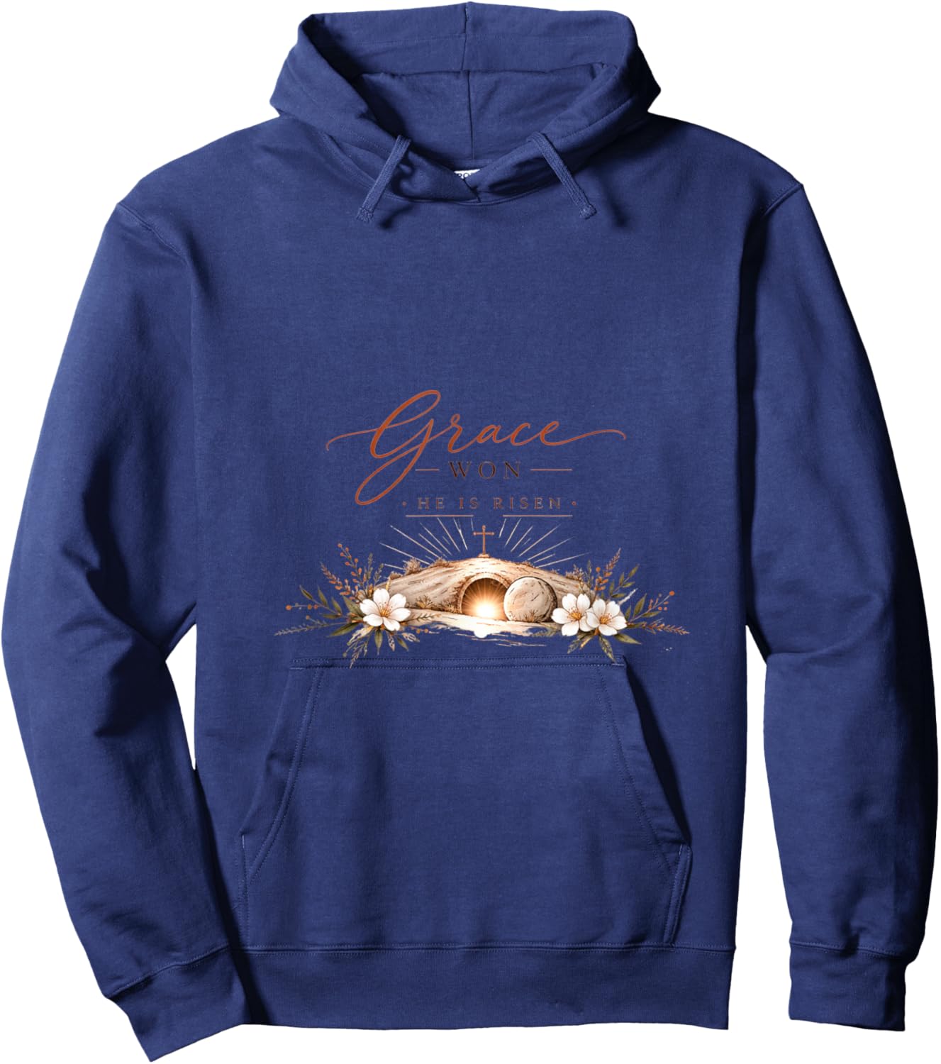 Grace Won Easter – Faith & Family Celebration Hoodie - Hoodie | Navy