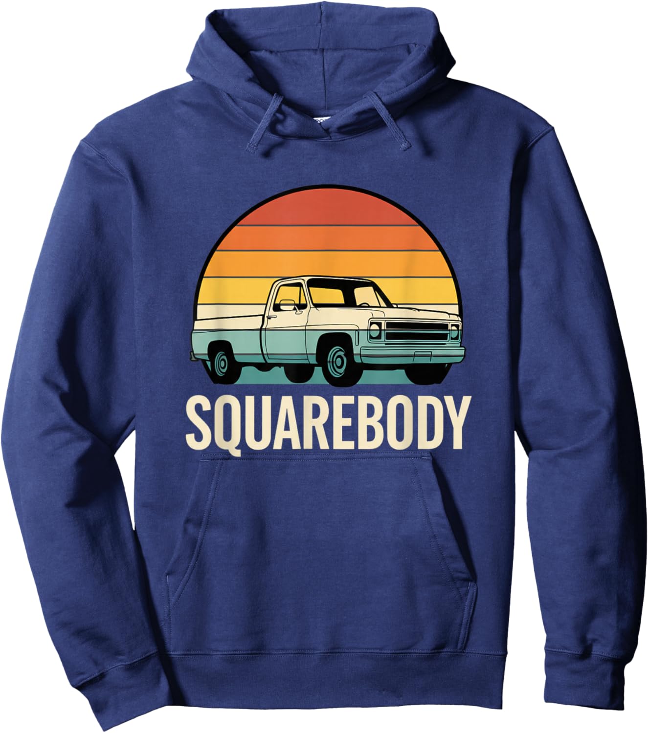 Heavy Machinery Squarebody Retro Pickup Truck Hoodie - Hoodie | Navy