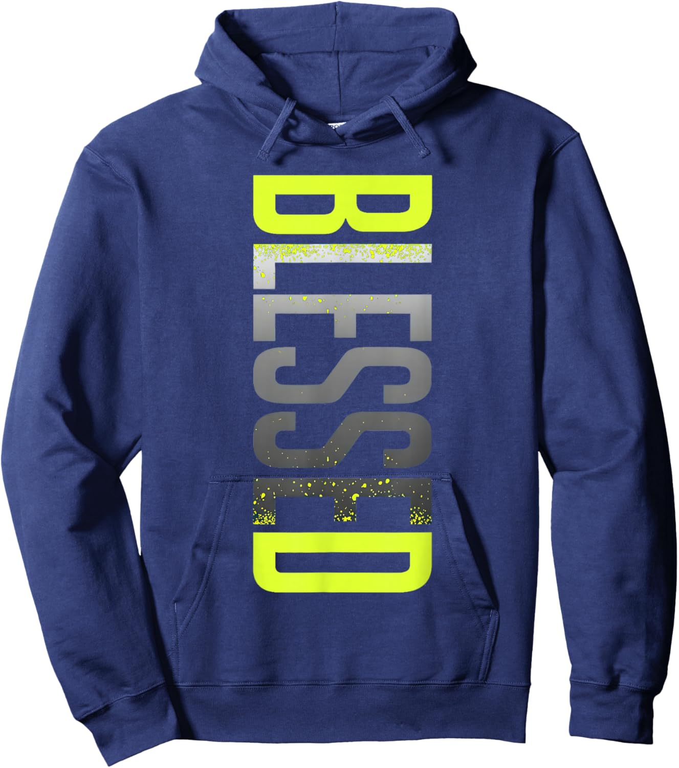 Neon Yellow Black Cool Grey Graphic Match Hoodie - Hoodie | Navy