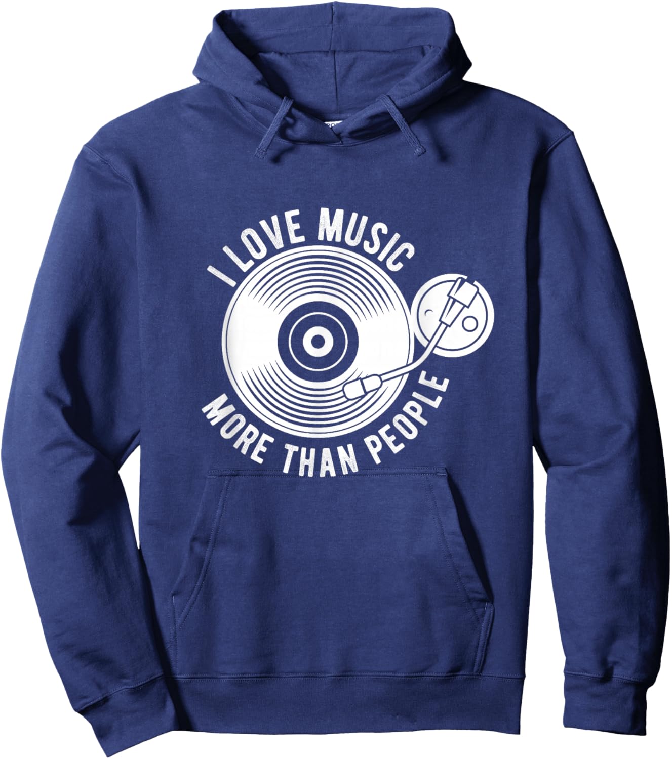 I Love Music More Than People Funny Music Lover Hoodie - Hoodie | Navy