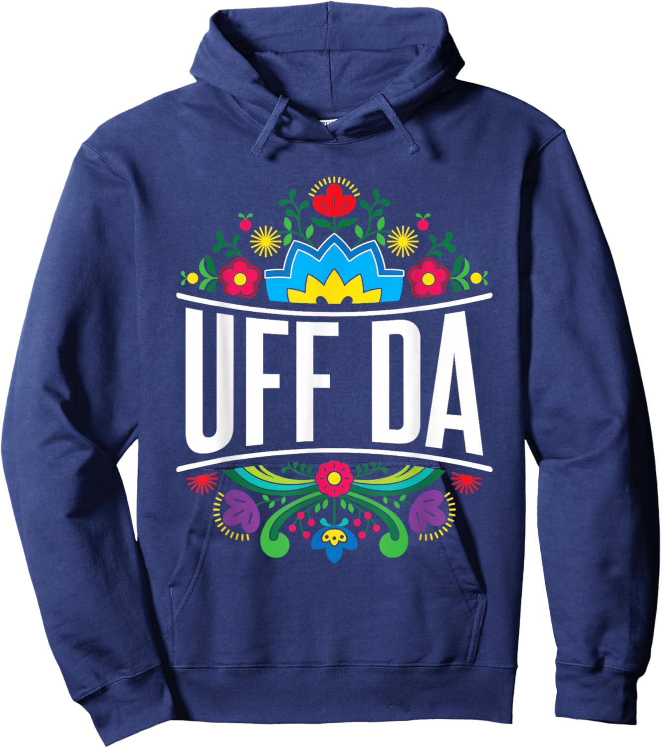 Uff Da Norwegian Pride Design Hoodie - Hoodie | Navy