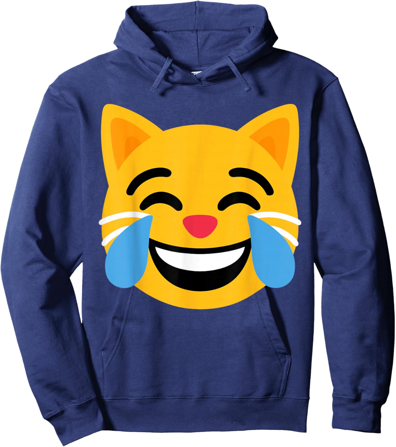 Funny Emoticon Cat with Laughing Tears Face Hoodie - Hoodie | Navy