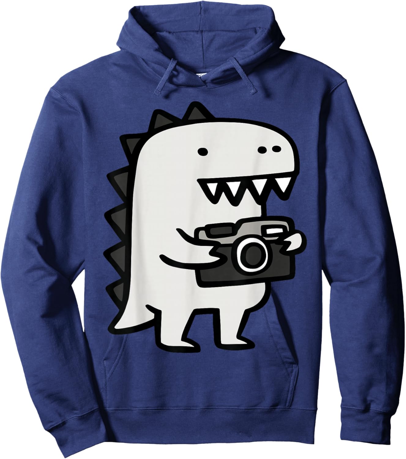 Cute Dinosaur Photographer Cartoon Graphic Hoodie - Hoodie | Navy