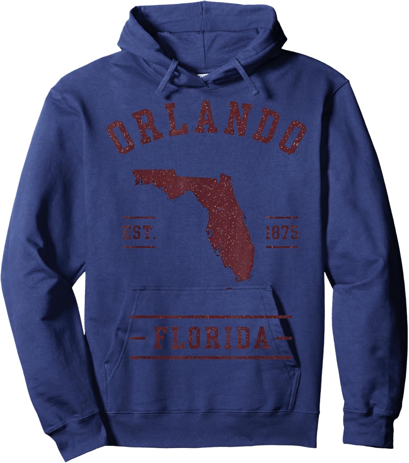Orlando Florida Est 1875 Vintage Map Hoodie - Hoodie | Navy