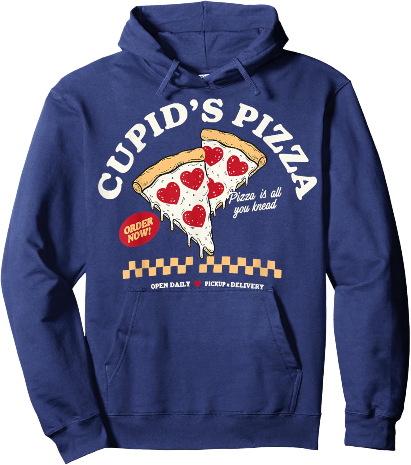 Funny Valentines Day Cupids’ Pizza Lover Outfit Hoodie - Hoodie | Navy