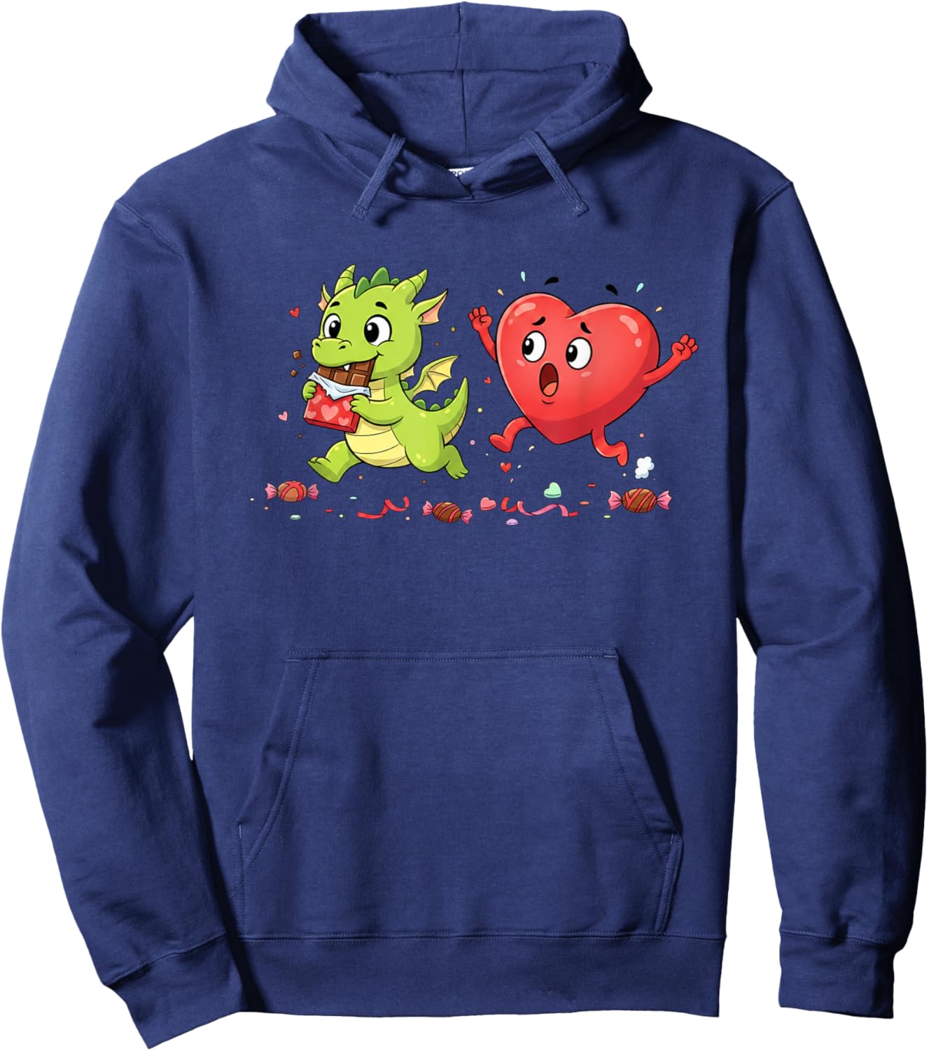 Funny Dragon Heart Chocolate Valentine Kids Hoodie - Hoodie | Navy