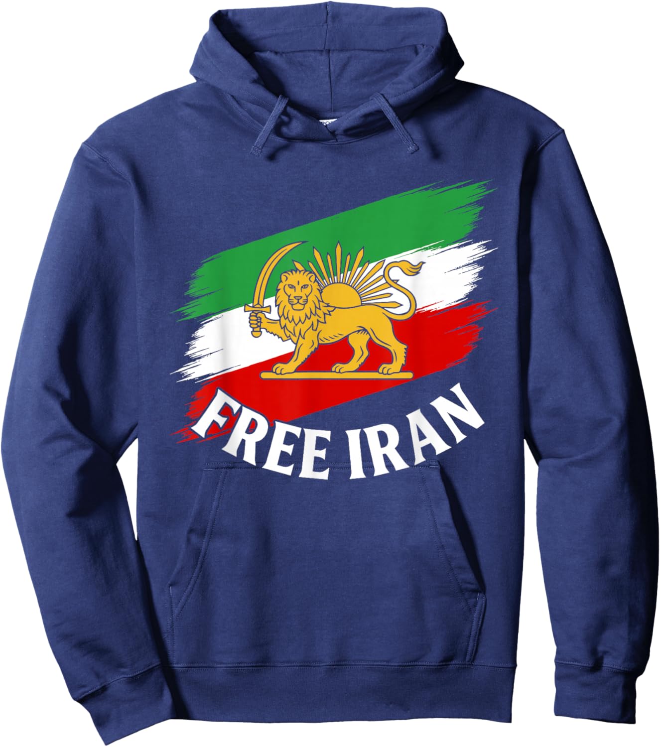 Free Iran T Iranian Flag Lion Hoodie - Hoodie | Navy