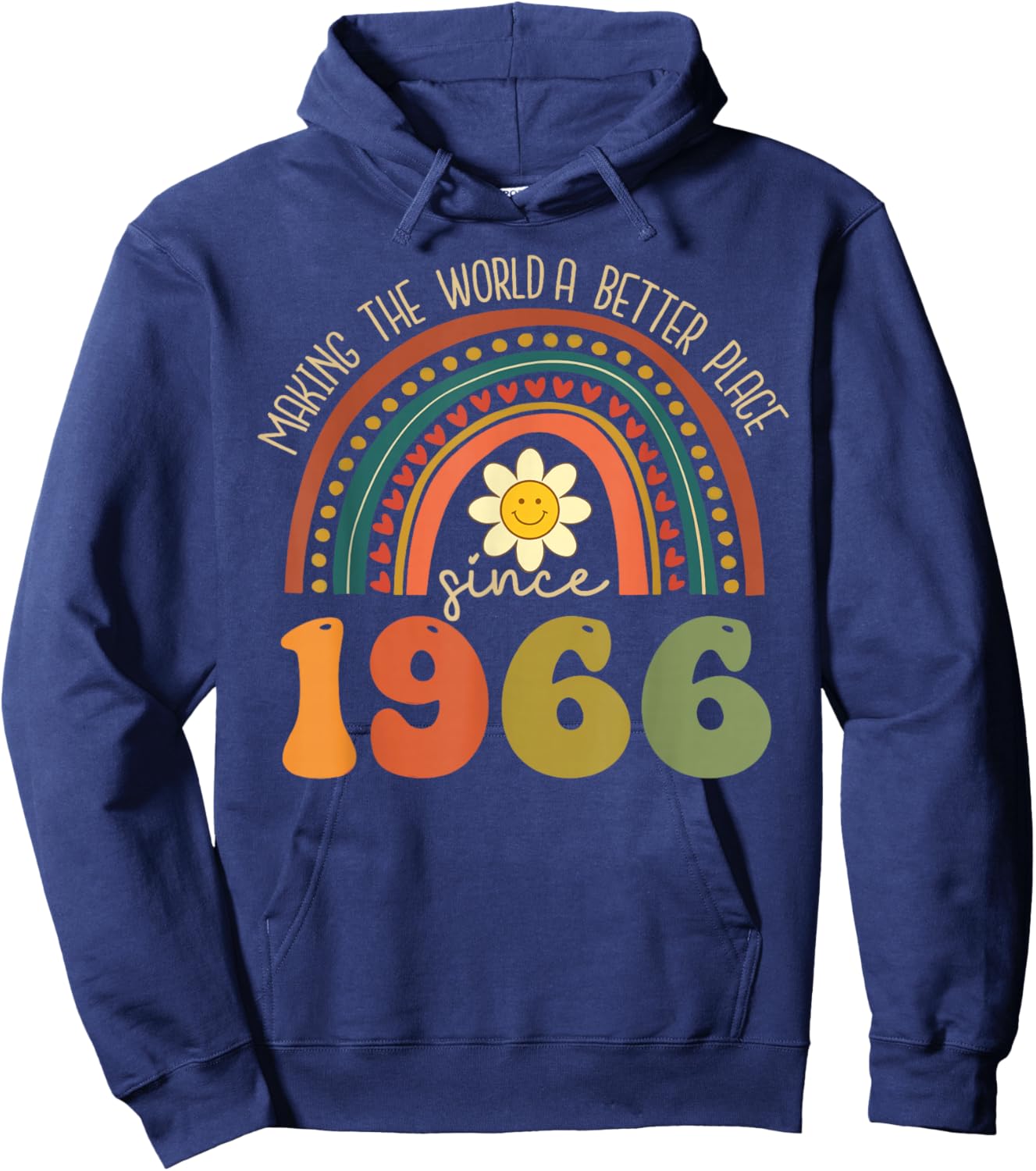 Groovy 60th Birthday 1966 60 Year Old Hoodie - Hoodie | Navy