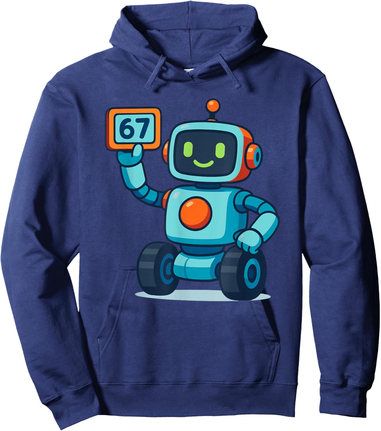 Cartoon Robot 67 Meme Hoodie - Hoodie | Navy