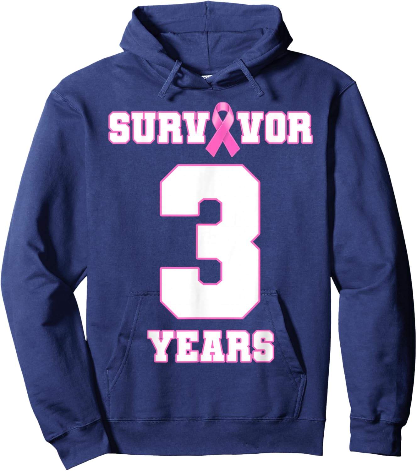 3 Years Breast Cancer Survivor Pink Ribbon Hoodie - Hoodie | Navy