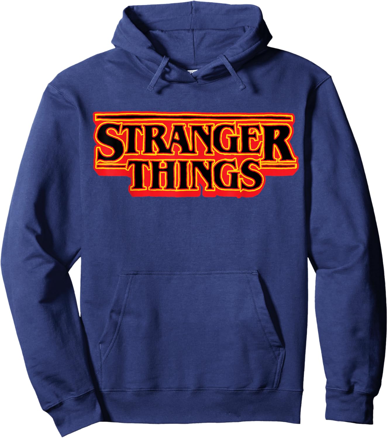 Stranger Things Season 5 Retro Neon Red Logo Hoodie - Hoodie | Navy