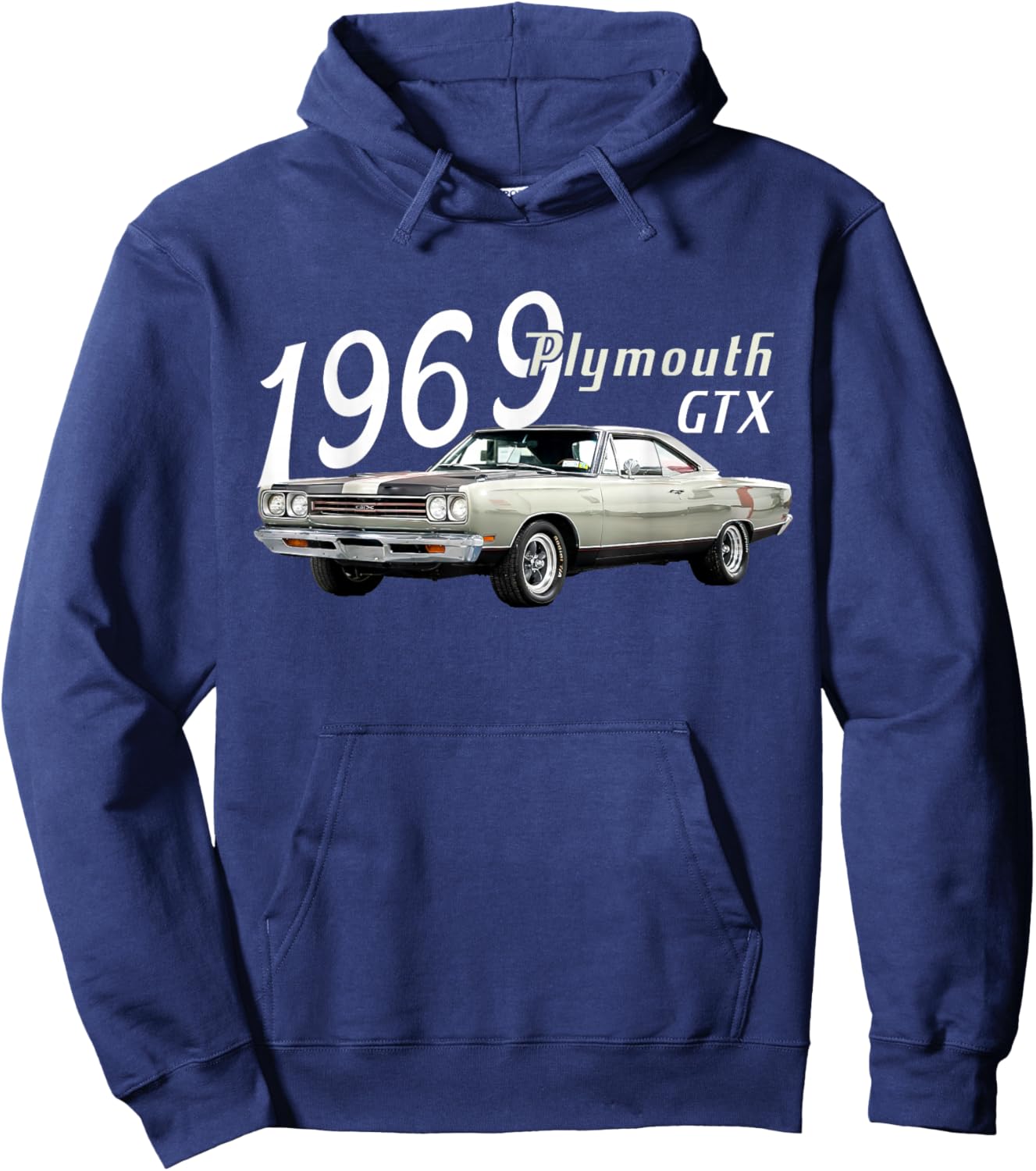 1969 69 GTX Classic Vintage Old Car USA Flag Hoodie - Hoodie | Navy