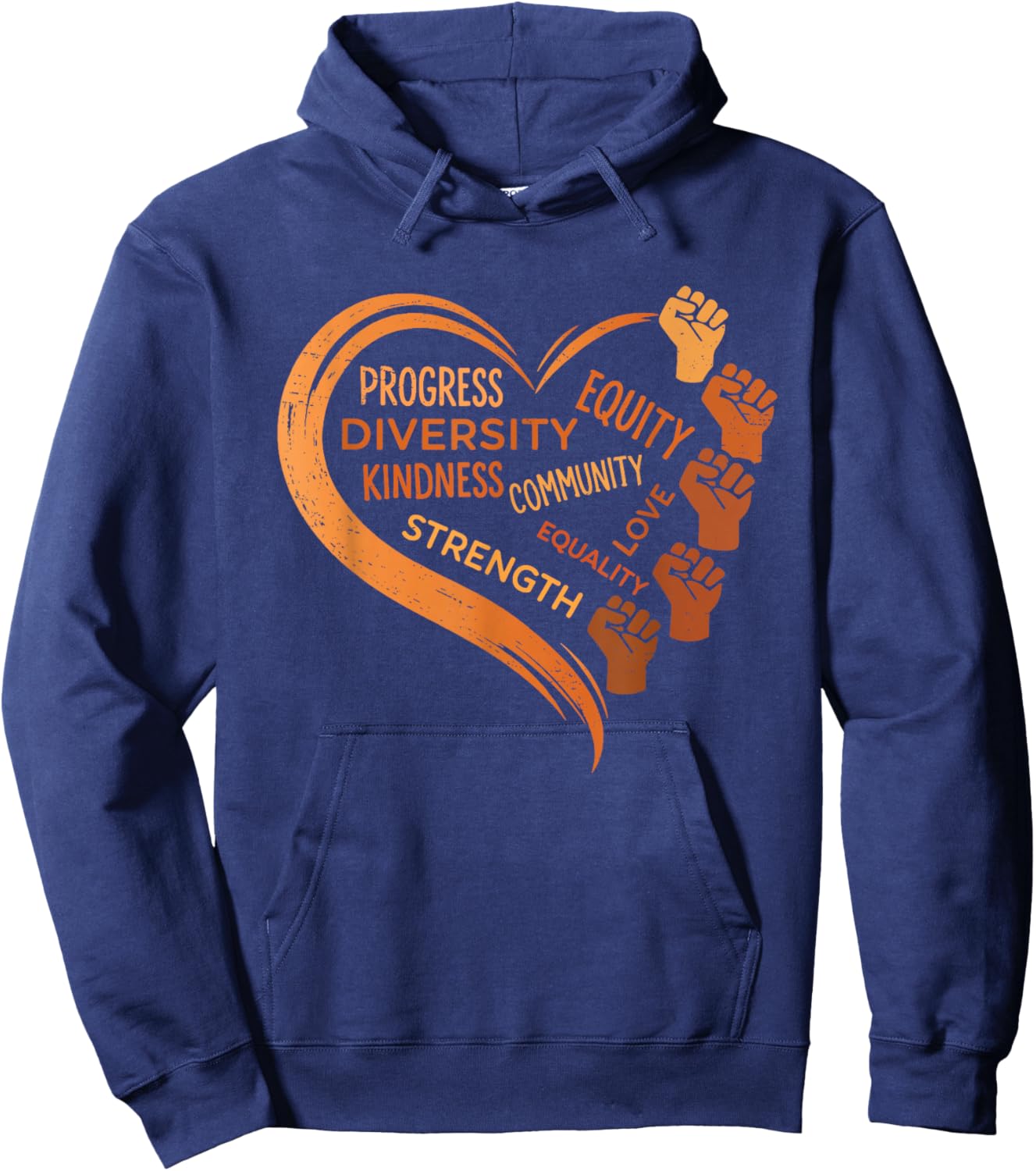 Black History Fists Diversity Equity Unity Hoodie - Hoodie | Navy