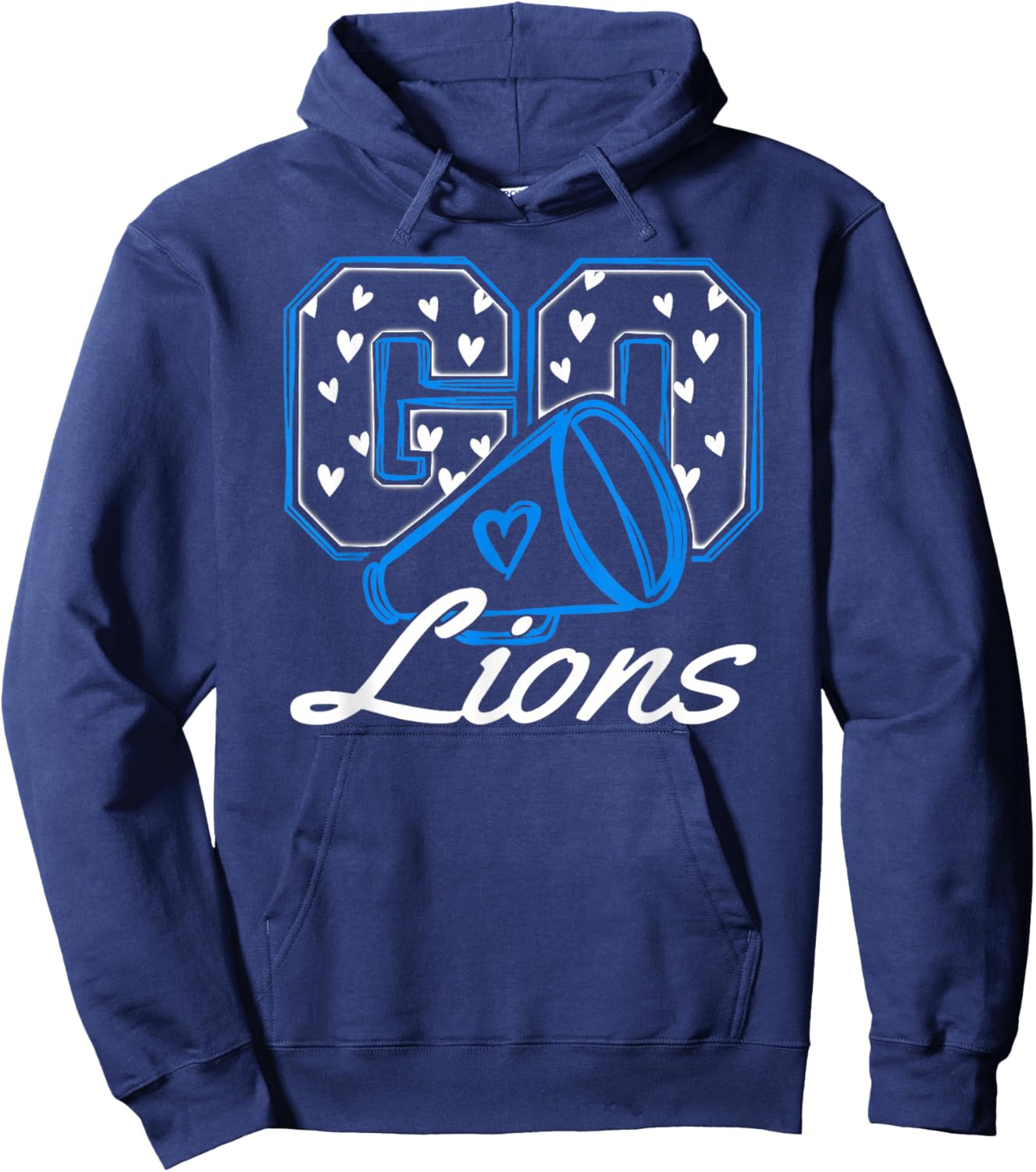Go Cheer Lions School Team Spirit Girls Kids Hoodie - Hoodie | Navy
