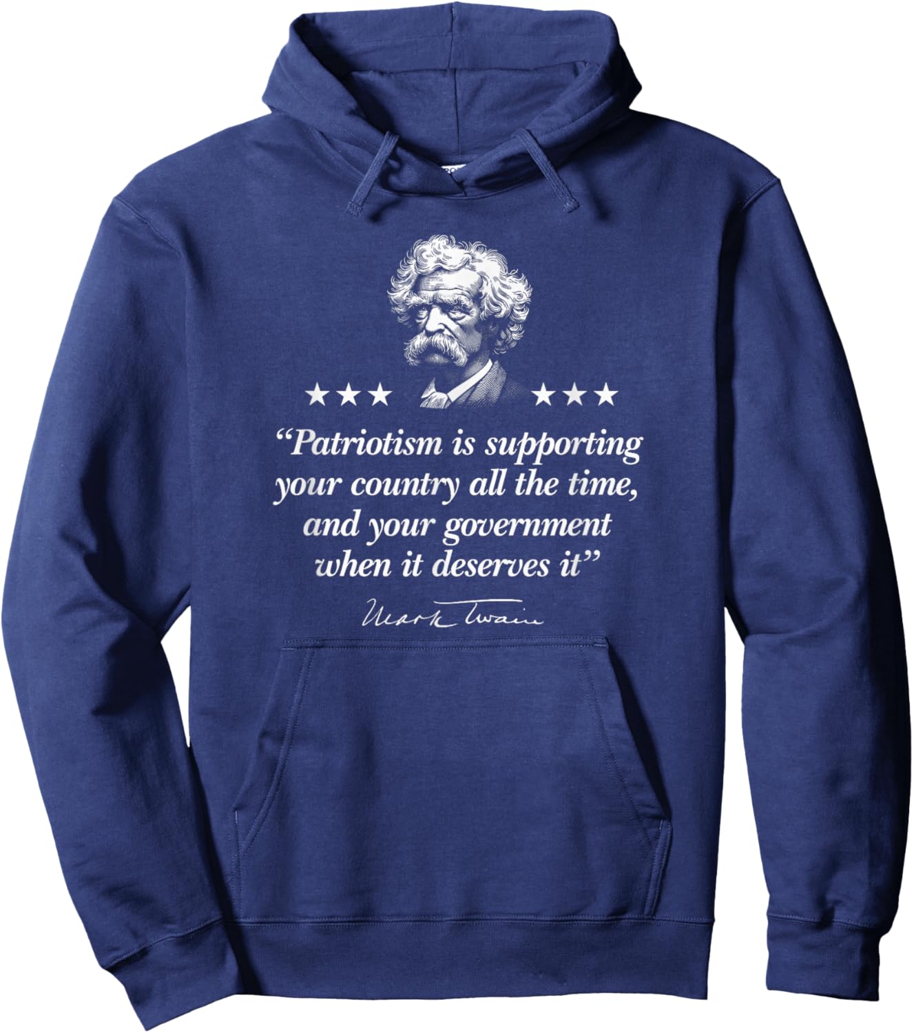 Mark Twain Patriotism Quote Hoodie - Hoodie | Navy