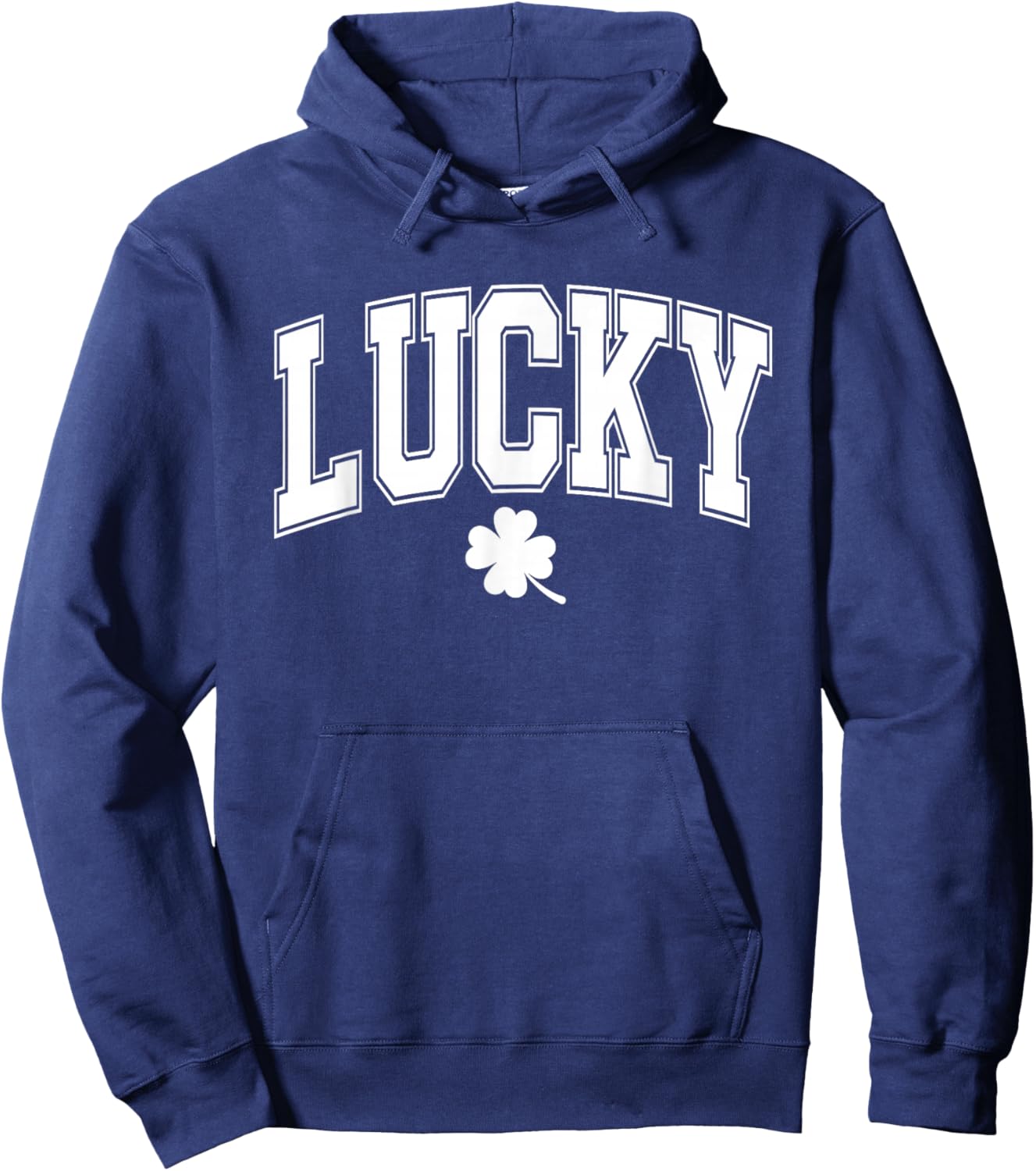 Lucky Shamrock, Lucky Varsity, Retro Shamrock Hoodie - Hoodie | Navy