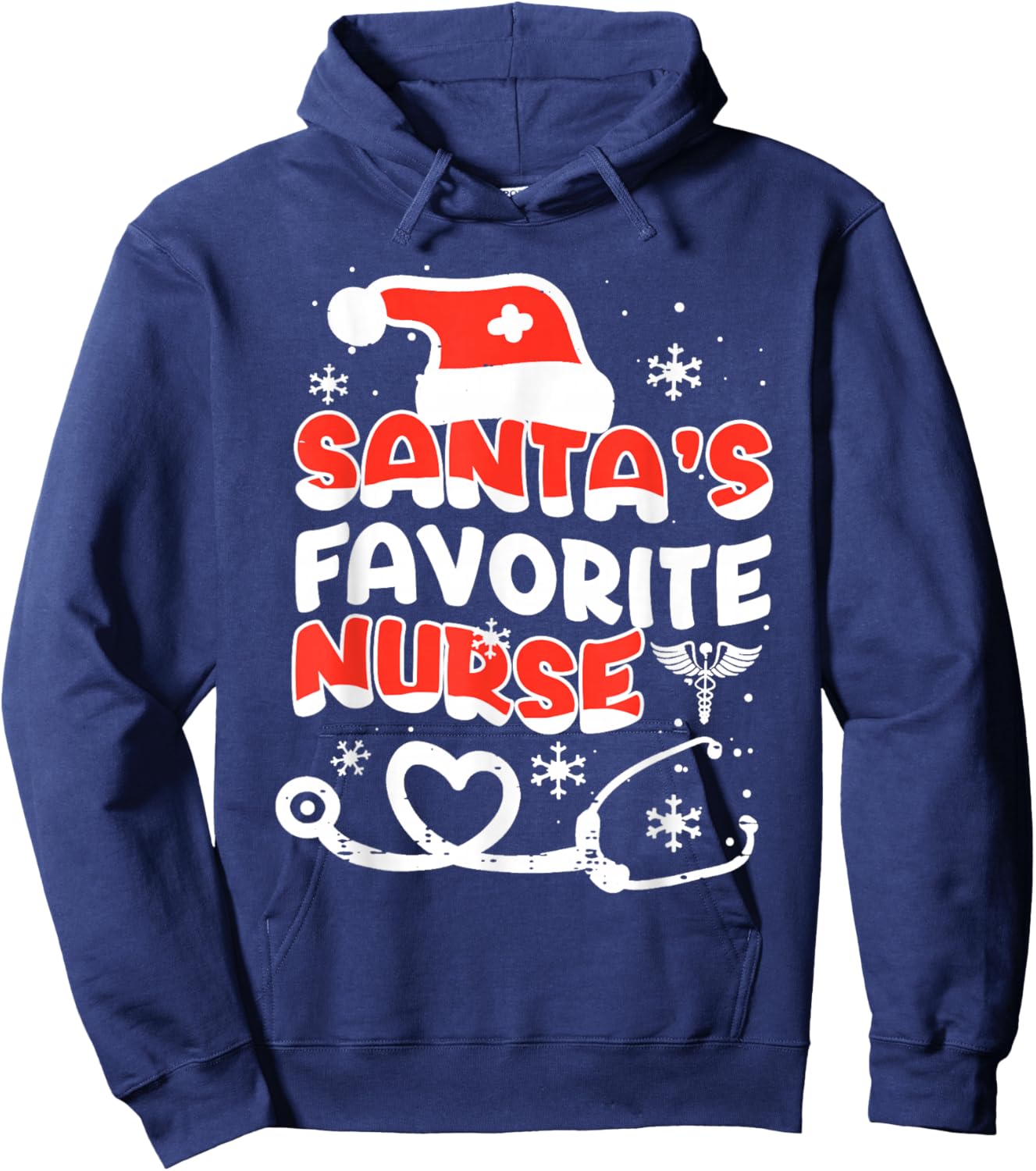 Santa's Favorite Nurse Christmas Hoodie - Hoodie | Navy