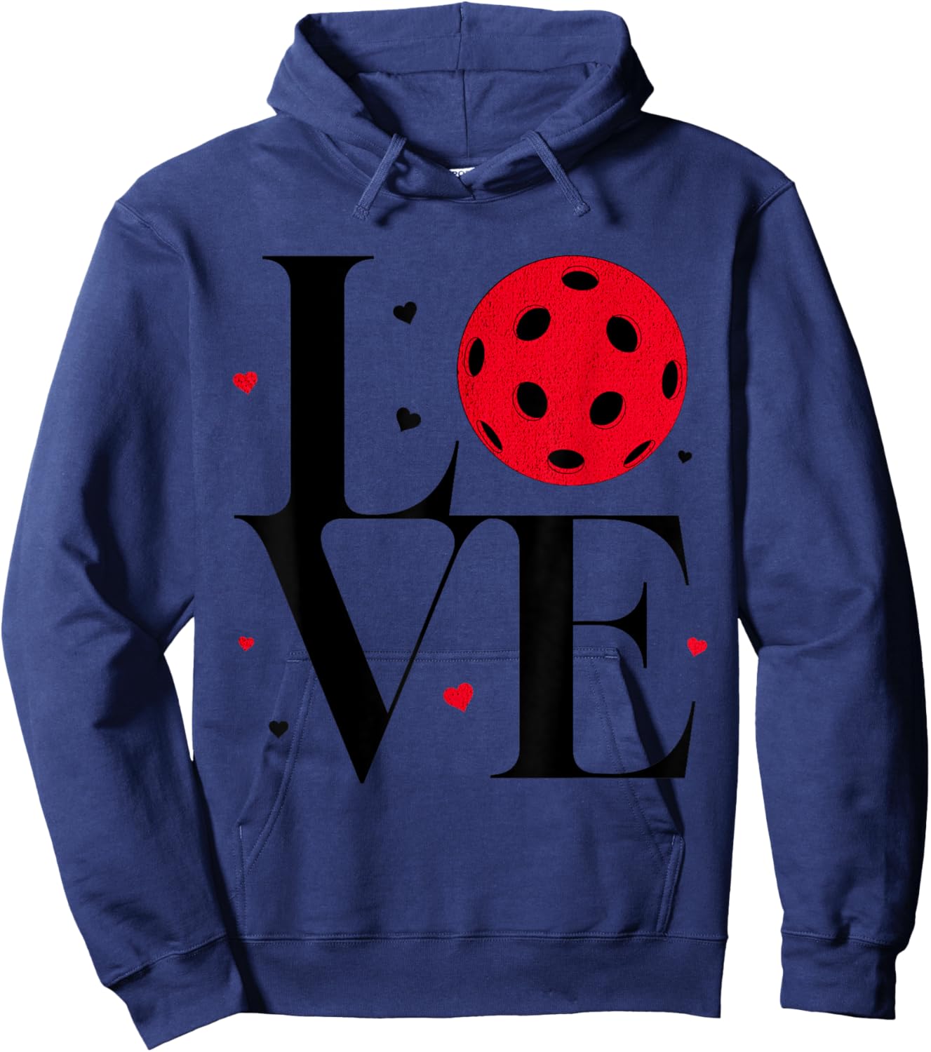 Love Pickleball Valentines Day Cute Red Heart Hoodie - Hoodie | Navy