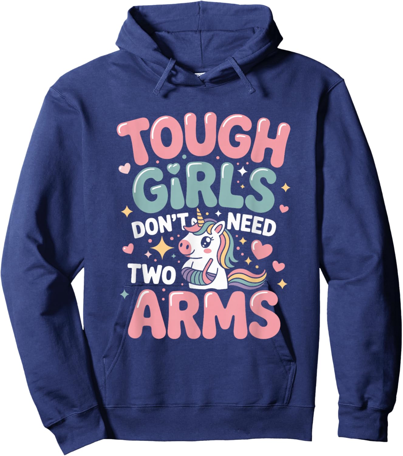 Tough Girls Dont Need Two Arms Unicorn Hero Hoodie - Hoodie | Navy