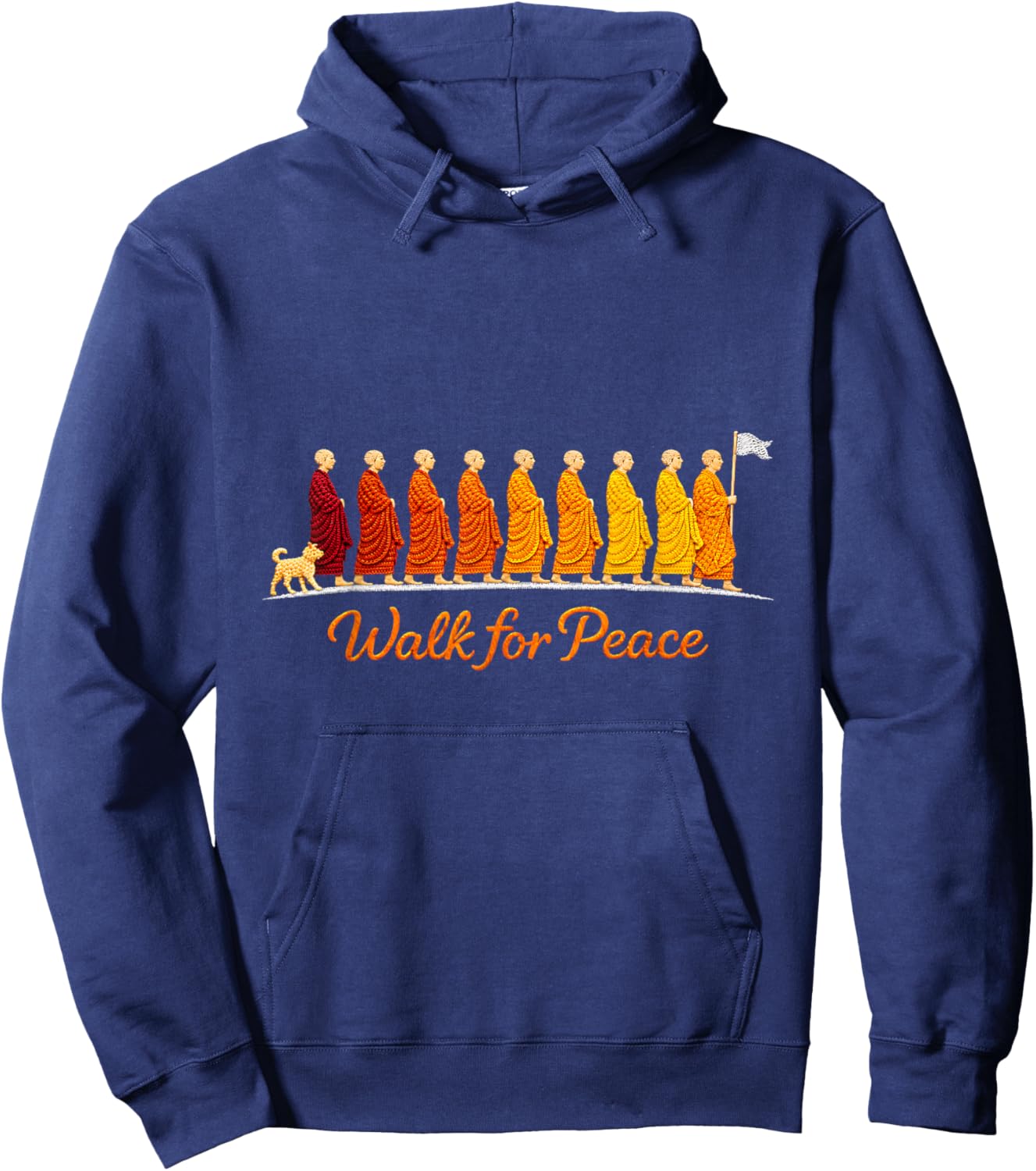 Walking Monks Zen Art Walk for Aloka Peace Hoodie - Hoodie | Navy