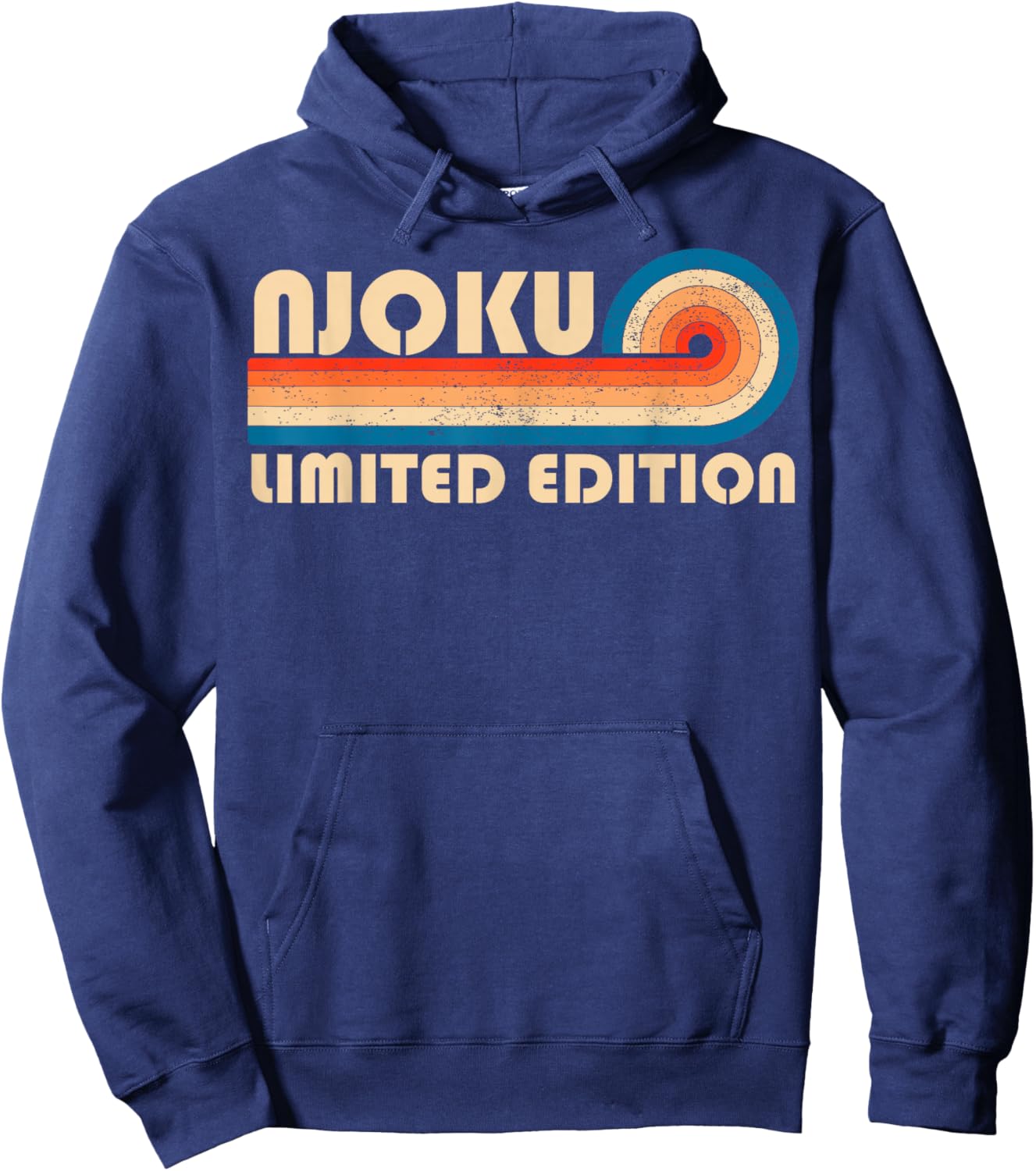 NJOKU Retro 70s 80s Sunset Stripe Hoodie - Hoodie | Navy