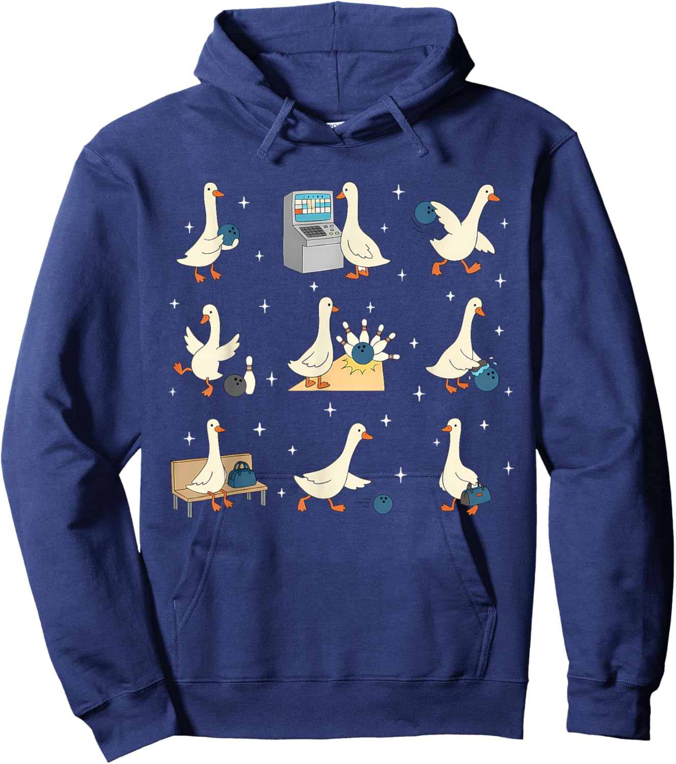 Funny Bowling Goose Meme Bowling Player Humor Hoodie - Hoodie | Navy