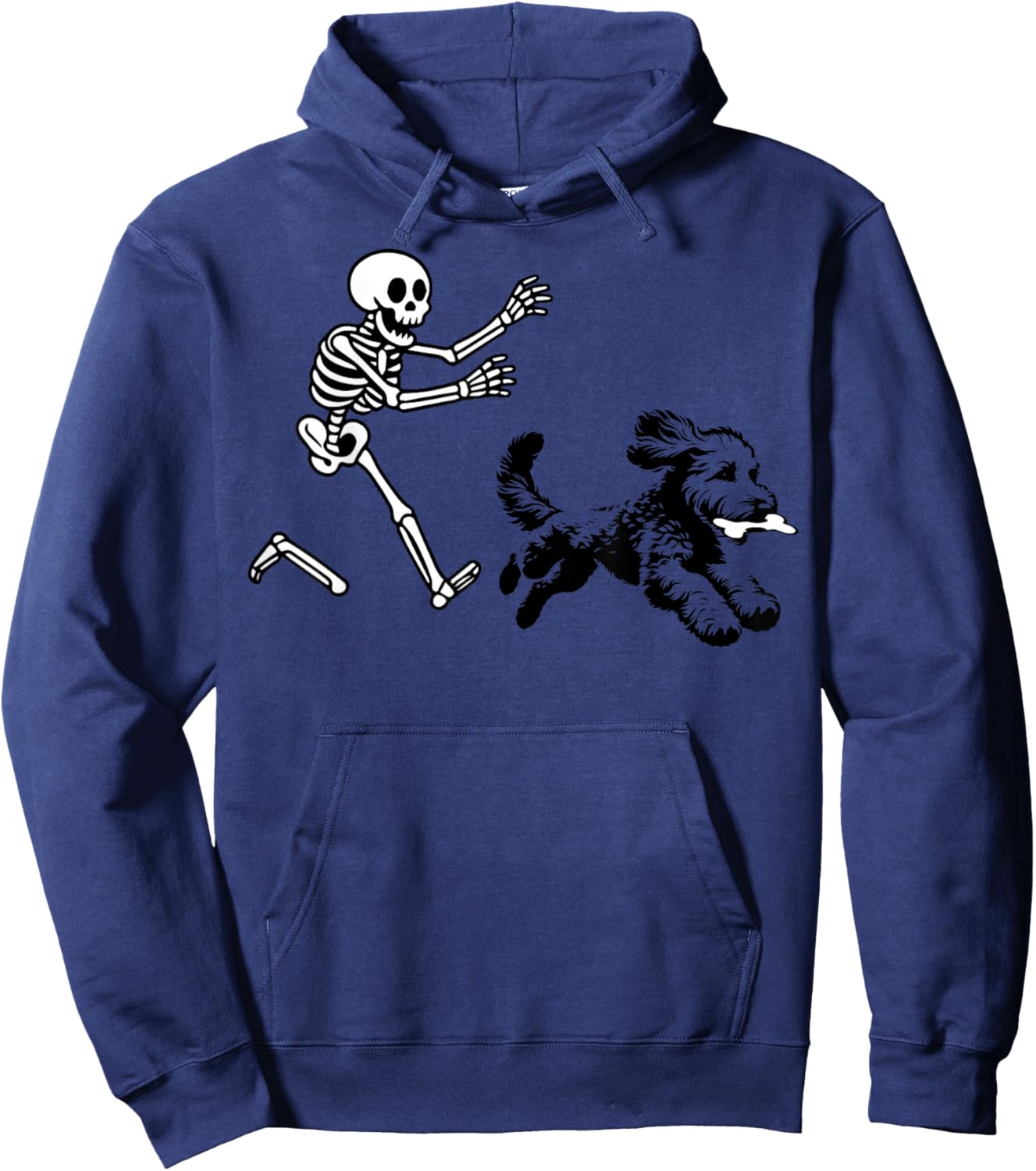 Funny Doodle Running Skeleton Halloween Hoodie - Hoodie | Navy