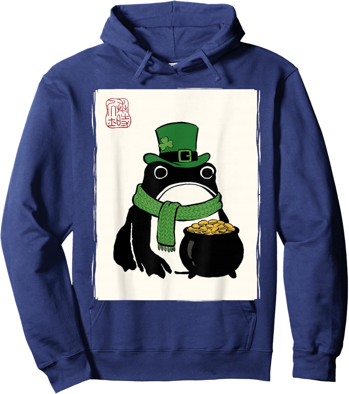 Grumpy Frog Japanese Funny St. Patrick's Day Hoodie - Hoodie | Navy
