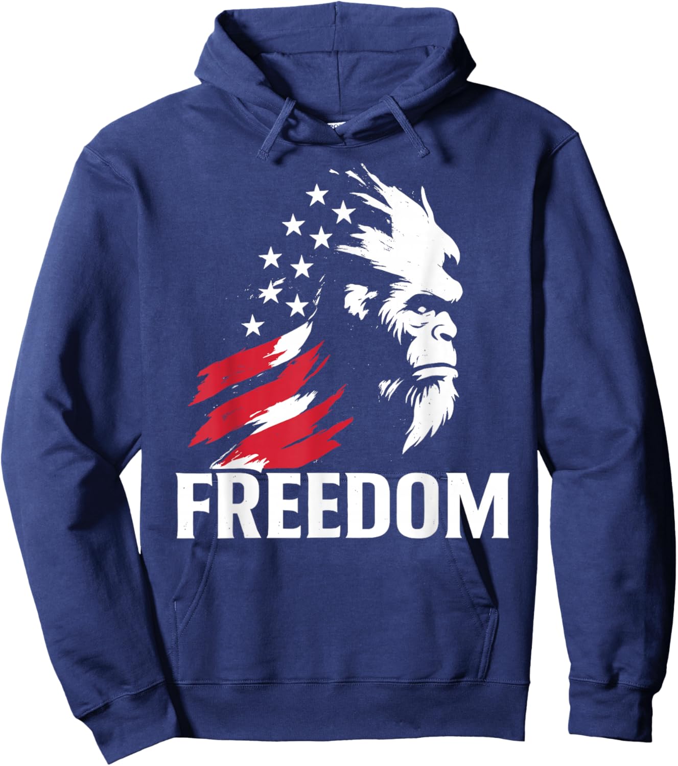 Vintage American Flag Bigfoot Freedom Hoodie - Hoodie | Navy