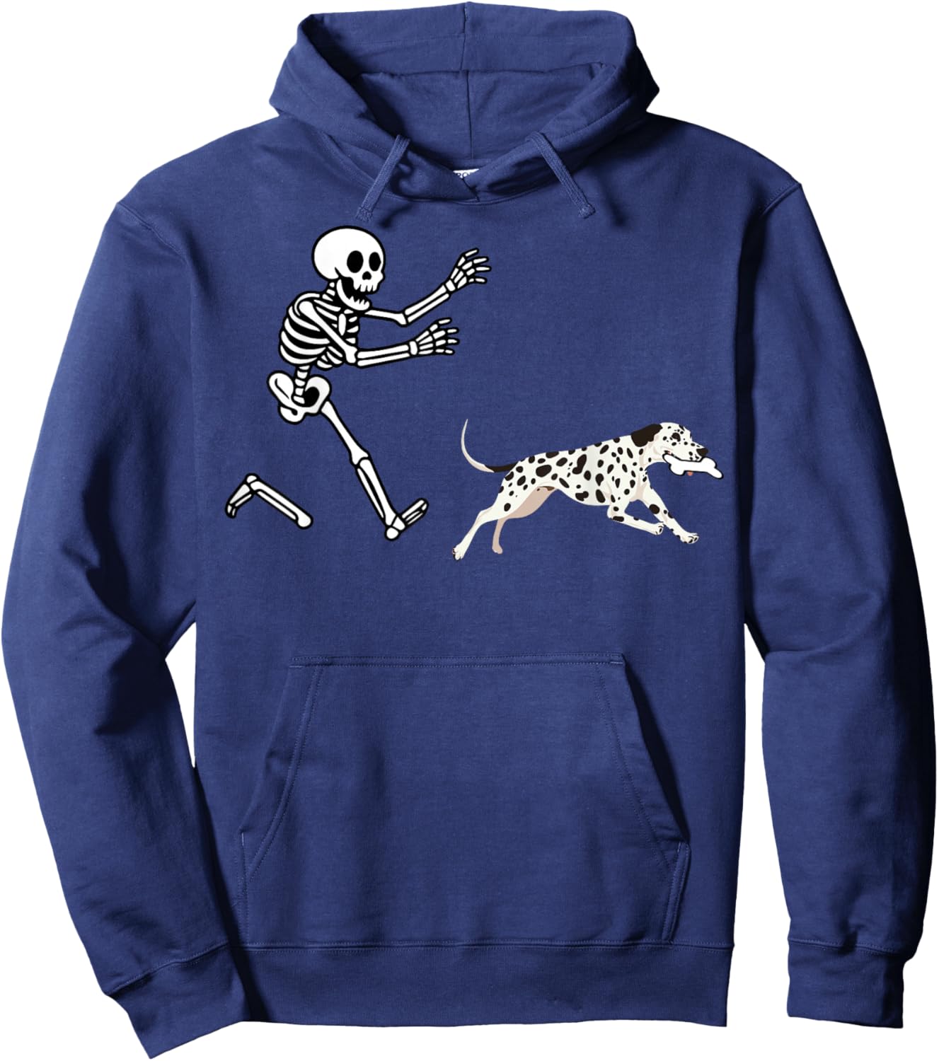 Funny Dalmatian Running Skeleton Halloween Hoodie - Hoodie | Navy