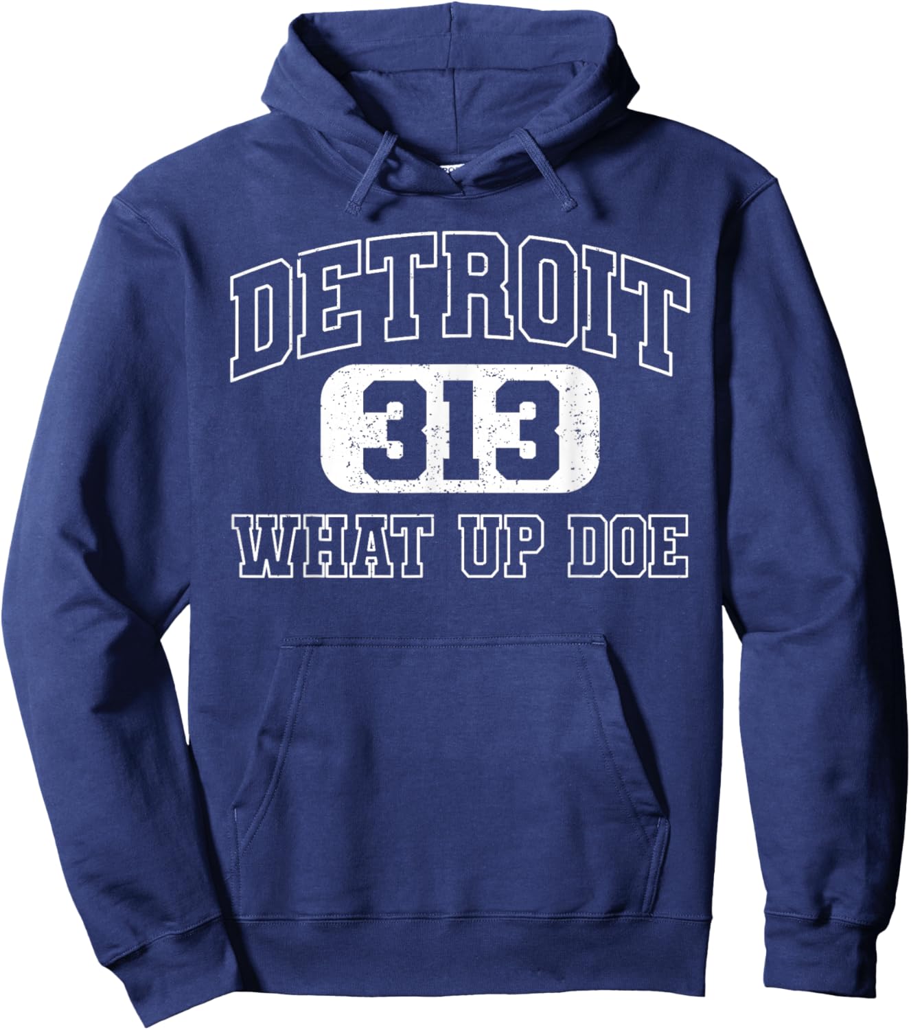 Vintage What Up Doe 313 Detroit City Michigan Hoodie - Hoodie | Navy
