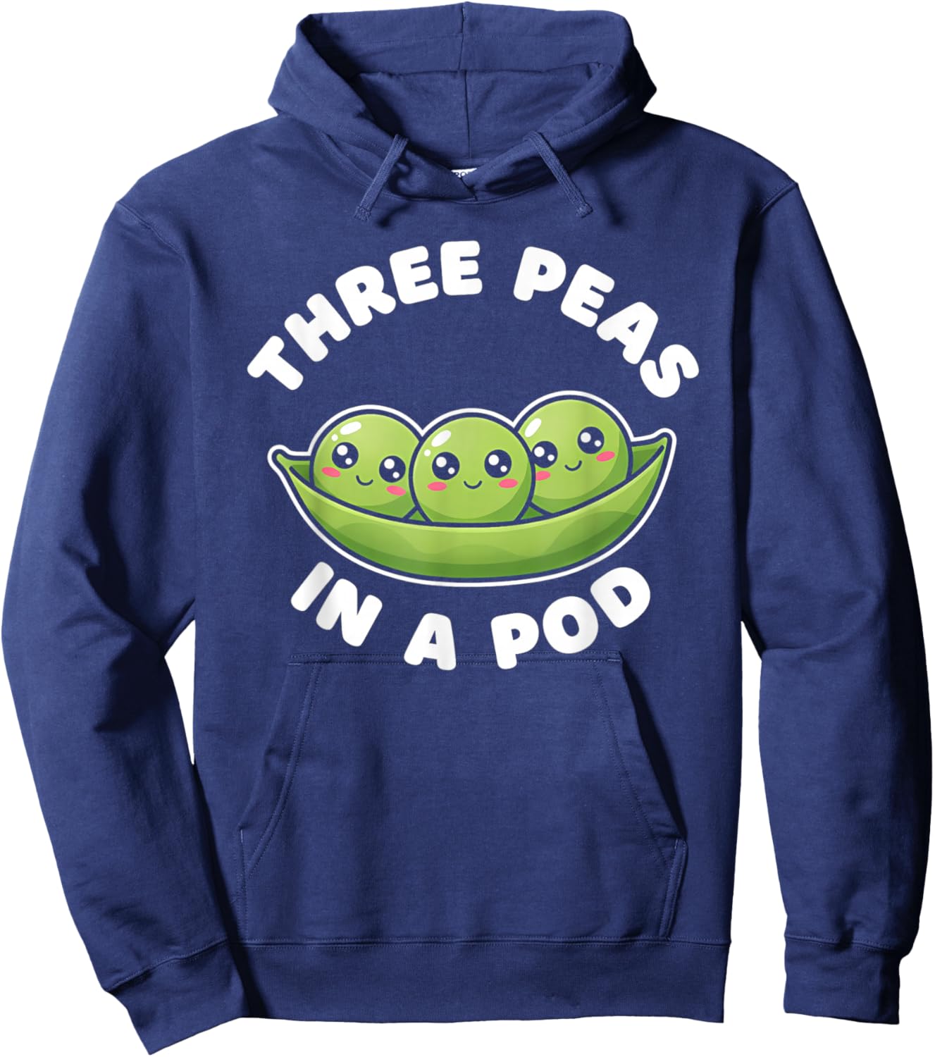 Funny Three Peas in A Pod Cute Kawaii Hoodie - Hoodie | Navy