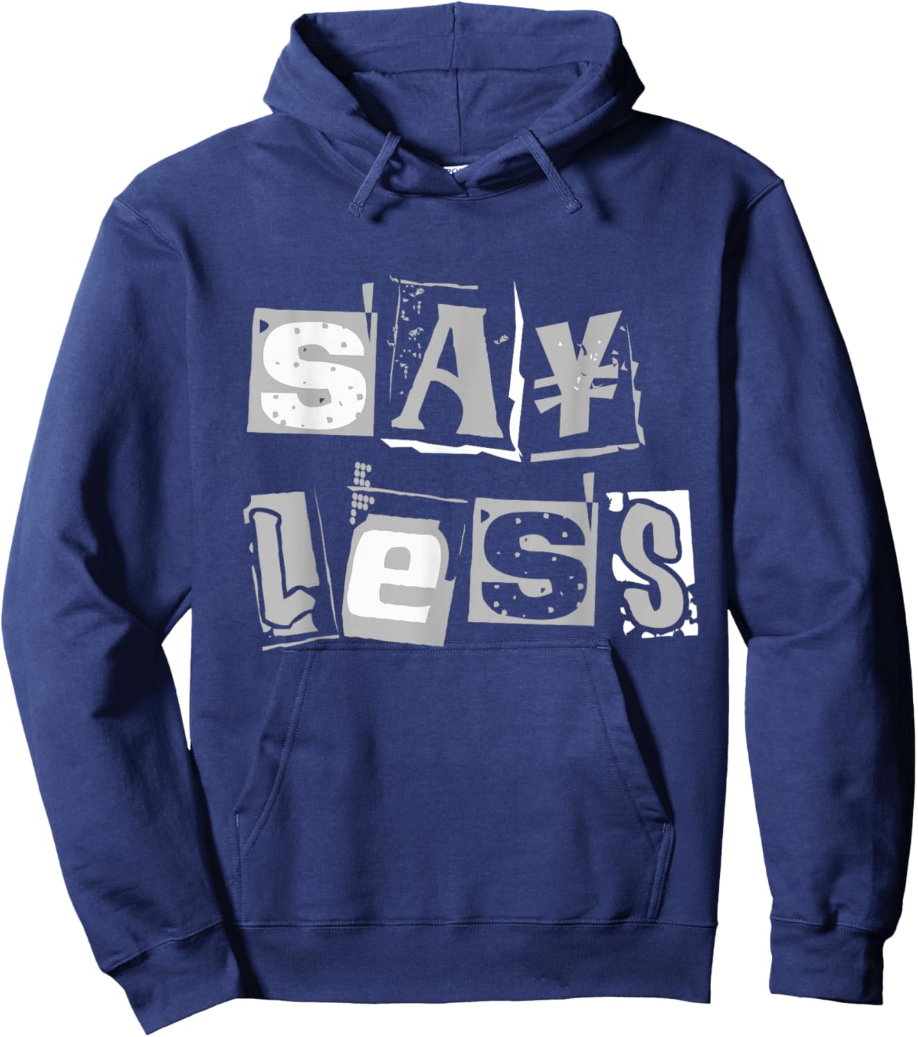 Grey Say Less Monochrome Color Graphic Hoodie - Hoodie | Navy