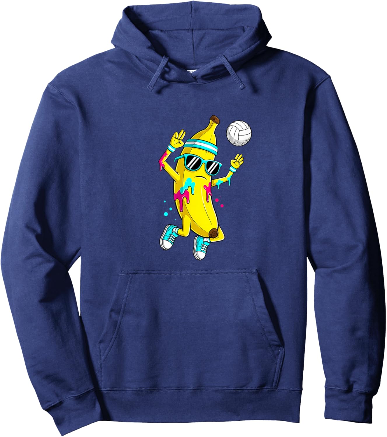 Funny Banana Volleyball Player Graphic Hoodie - Hoodie | Navy