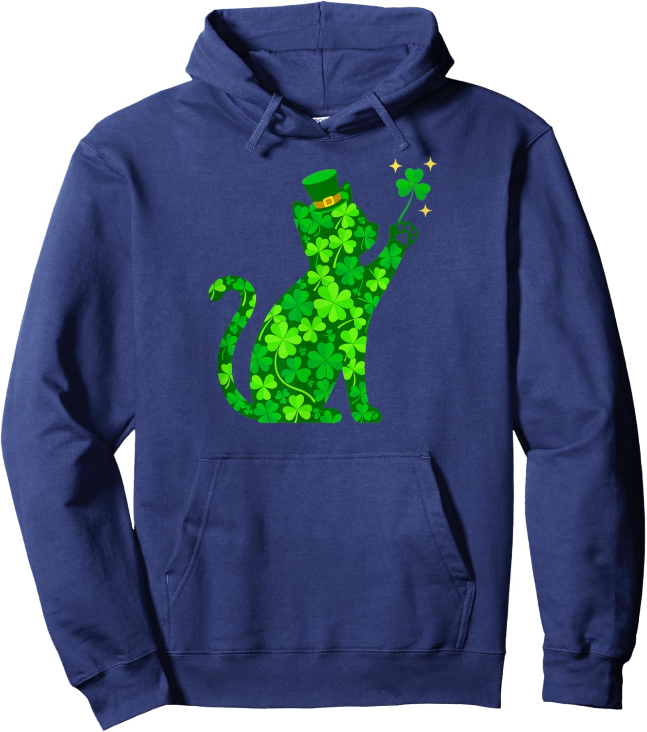 Shamrock Cat Graphic Saint Patrick Day Cat Hoodie - Hoodie | Navy