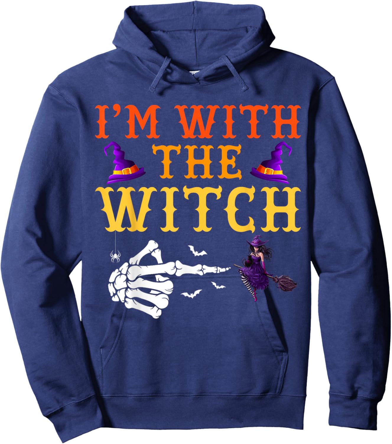 I'm with The Witch Couple Costume Halloween Hoodie - Hoodie | Navy