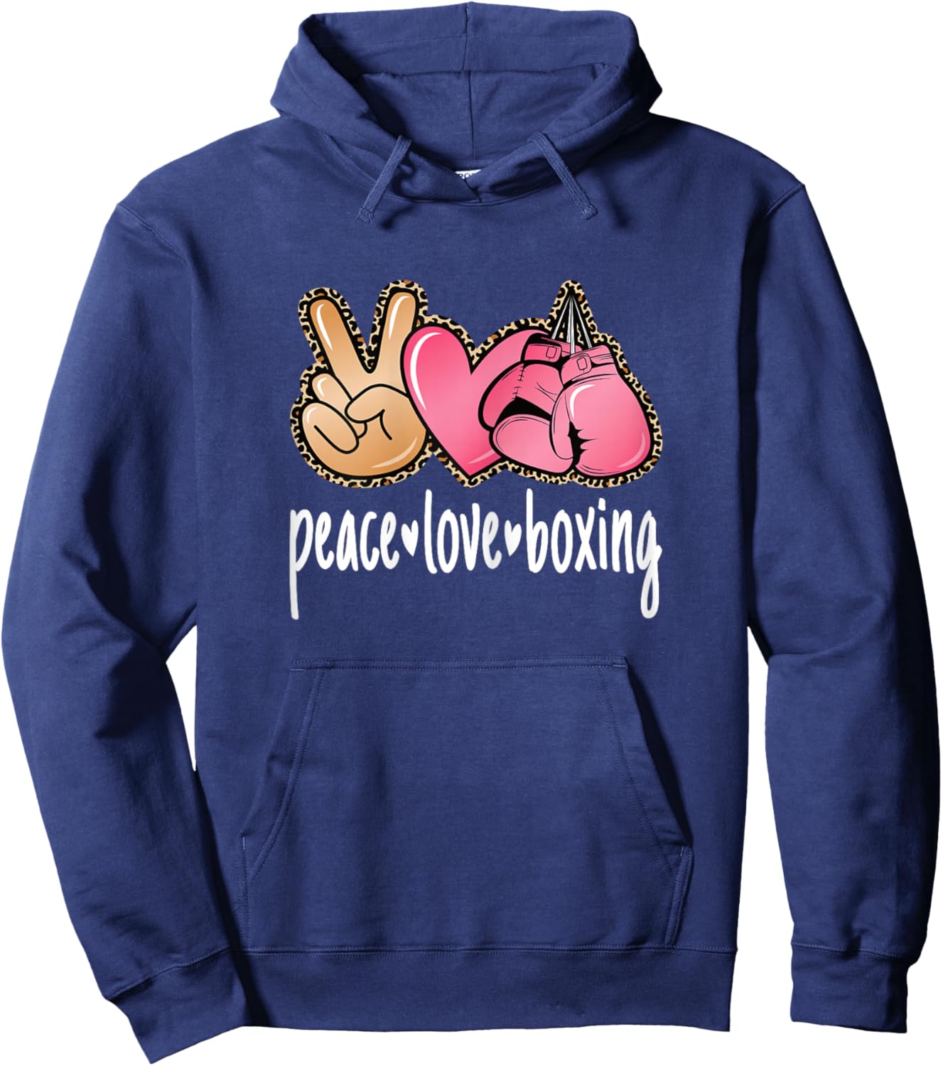 Peace Love Boxing Cute Boxer Women Girls Hoodie - Hoodie | Navy