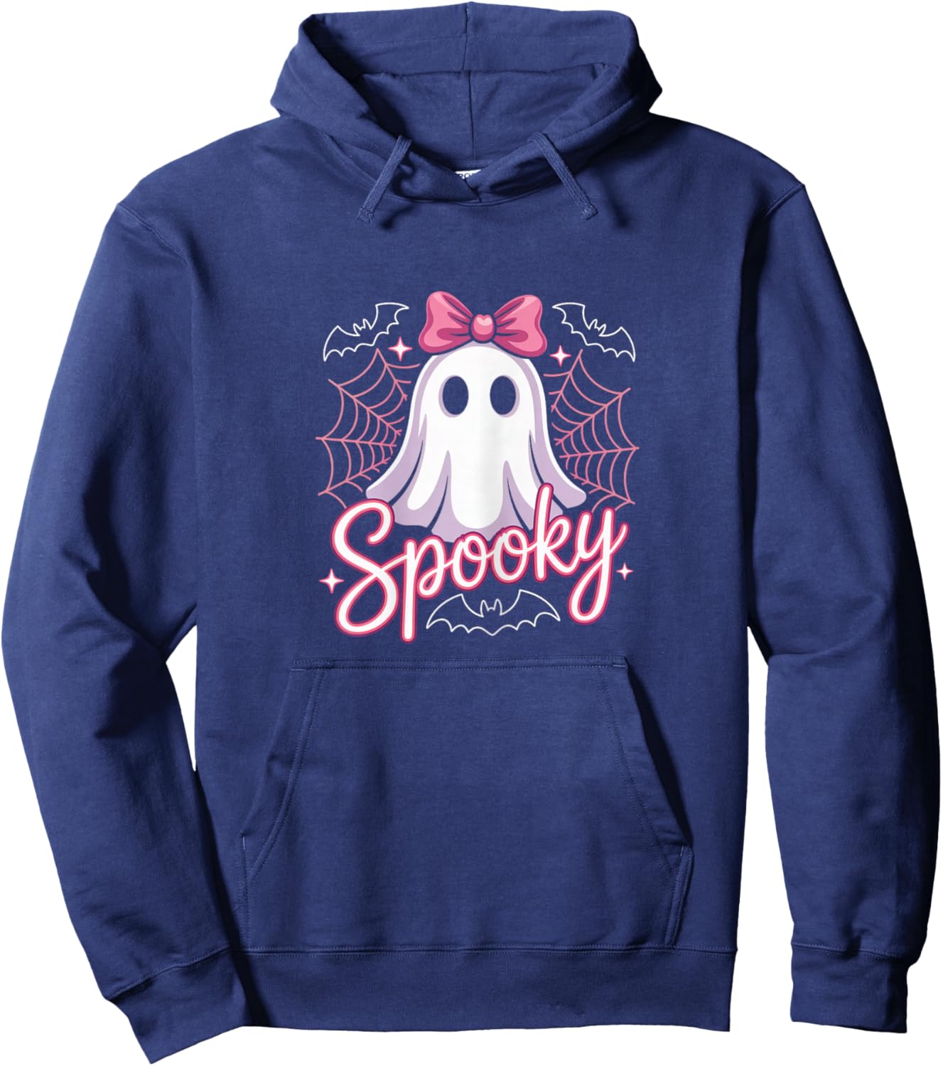 Spooky Ghost with Pink Bow Hoodie - Hoodie | Navy