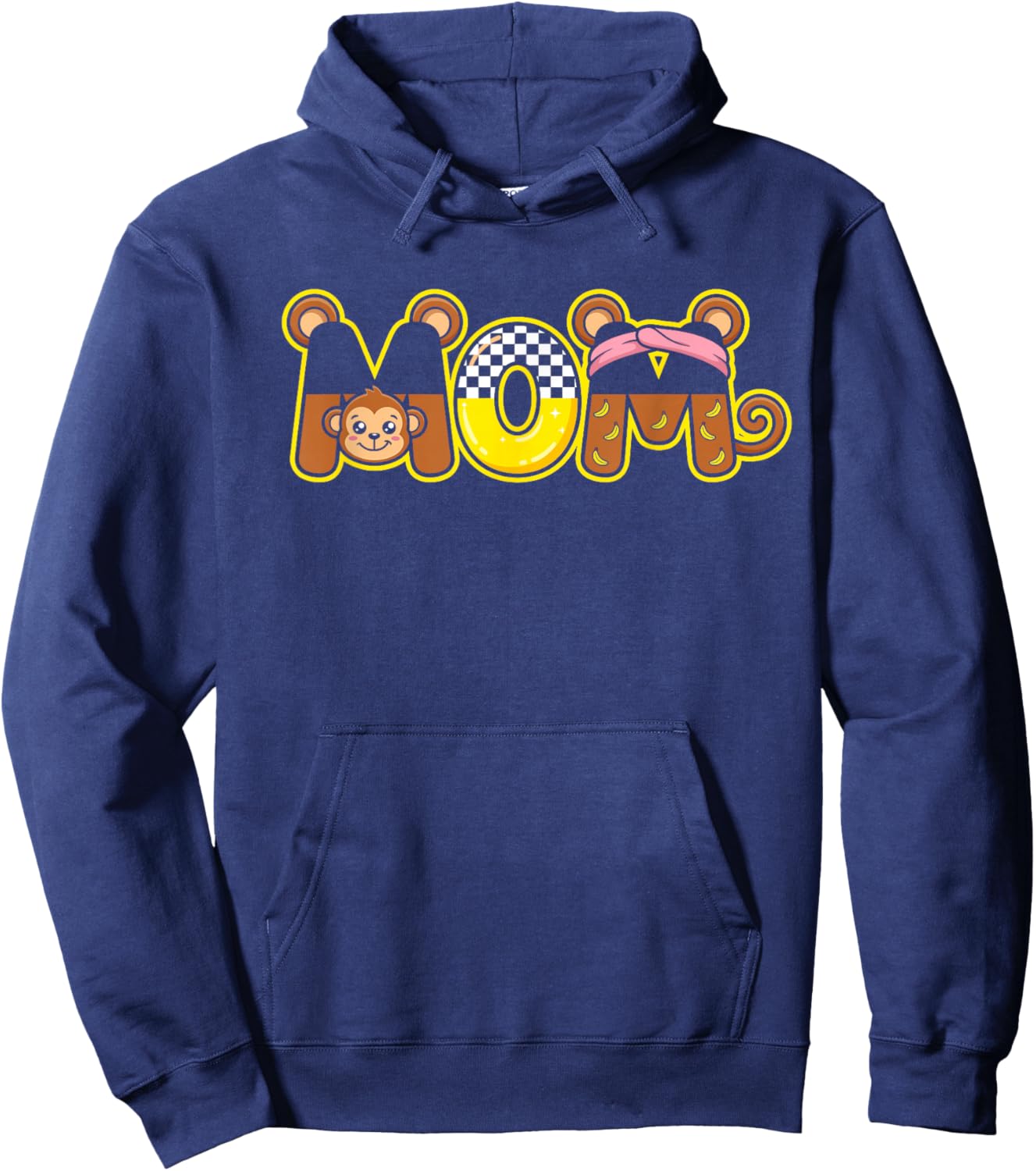 Funny Monkey Mom Mama Kids Girls Mothers Day Hoodie - Hoodie | Navy
