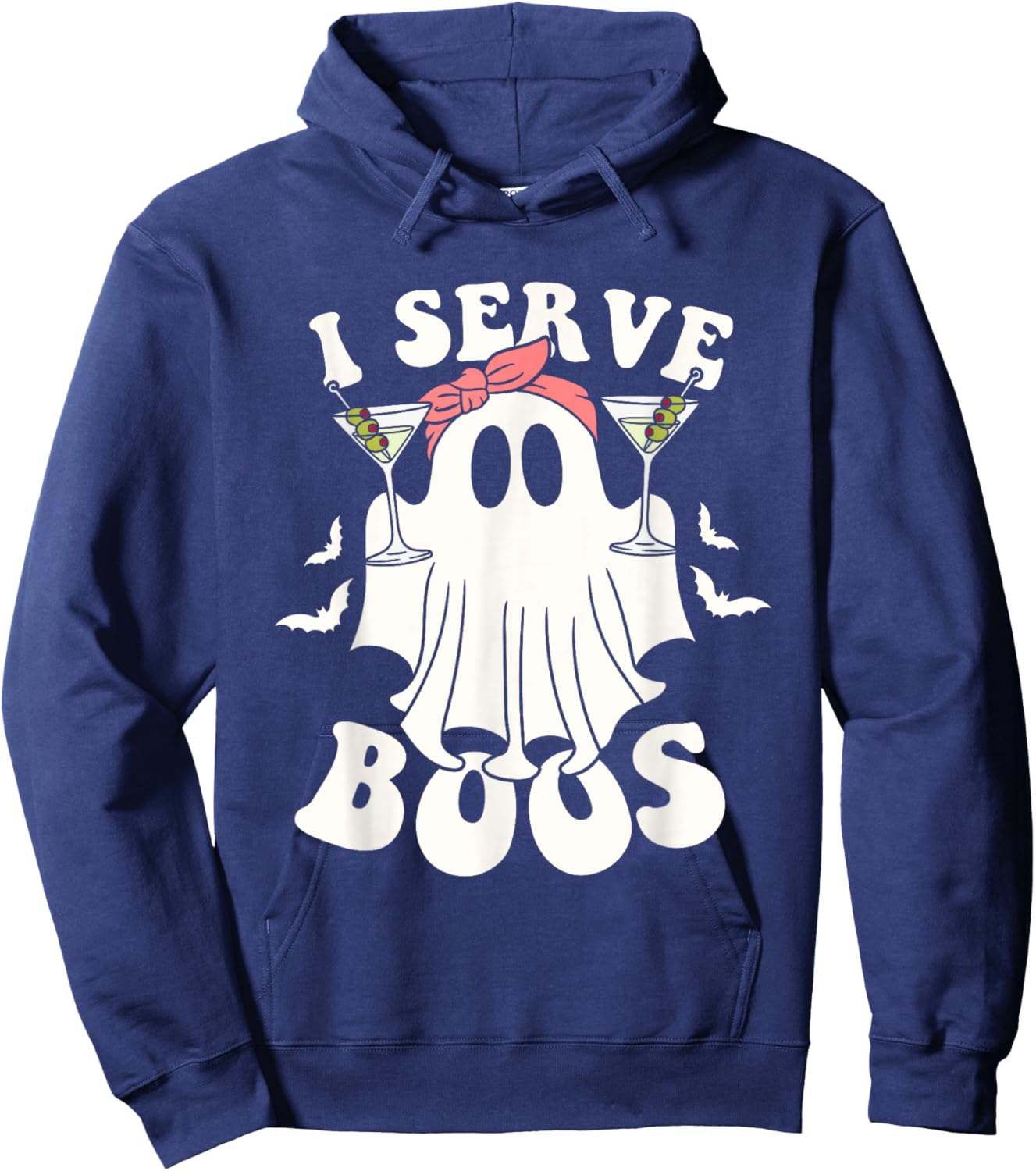 Halloween Bartender Ghost I Serve Boos Funny Hoodie - Hoodie | Navy