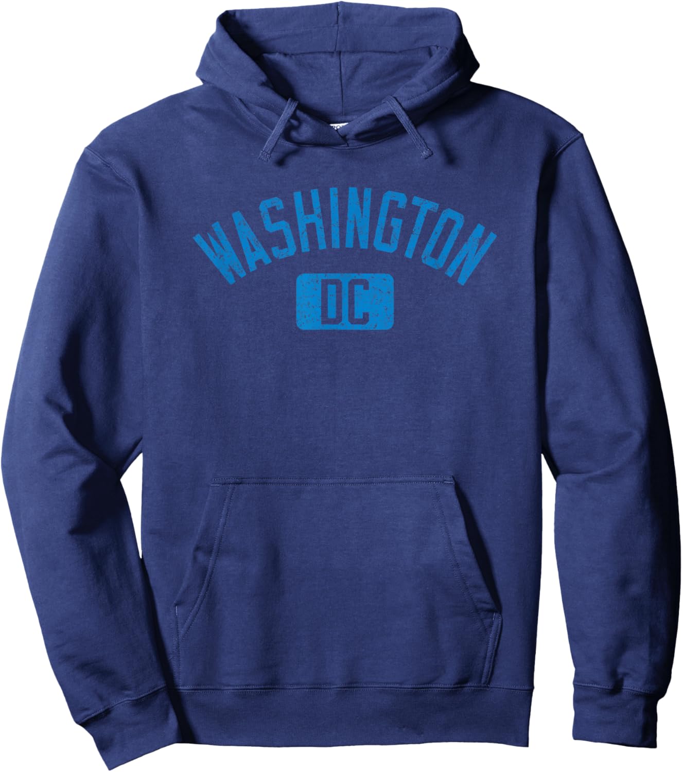 Washington DC Arched Text Distressed Blue Print Hoodie - Hoodie | Navy