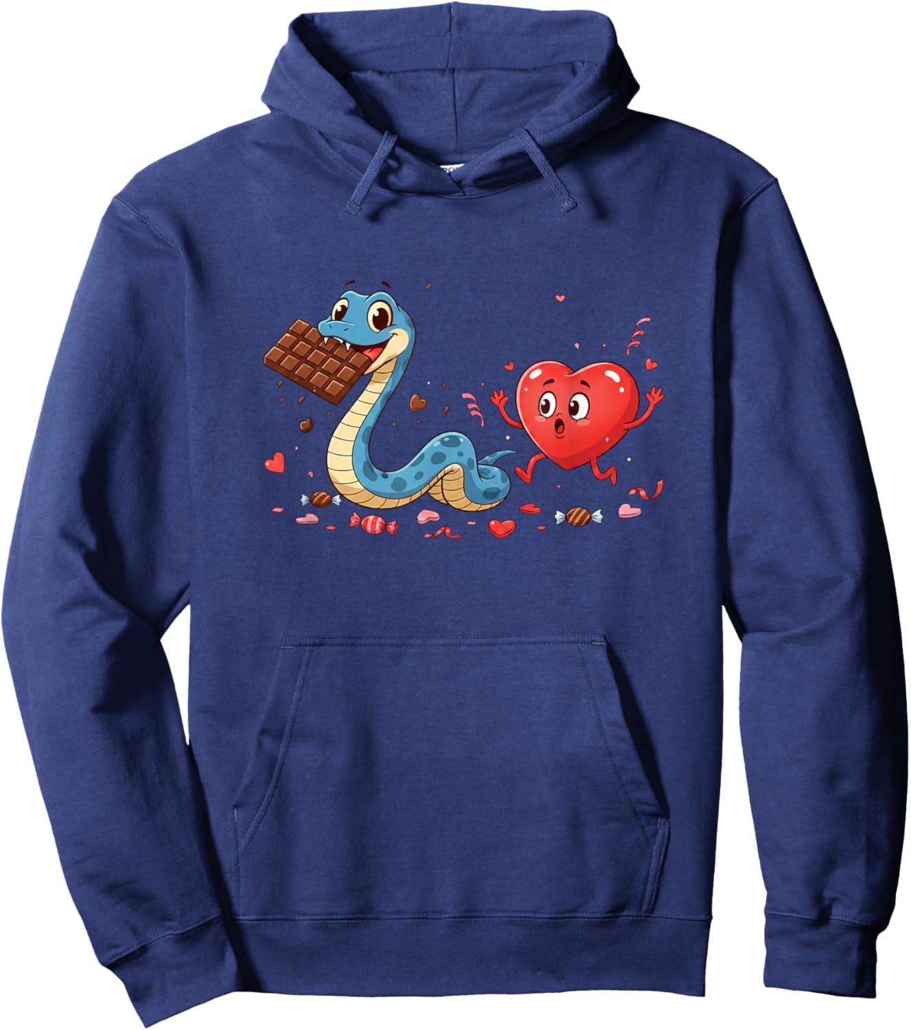 Funny Snake Heart Chocolate Valentine Kids Hoodie - Hoodie | Navy