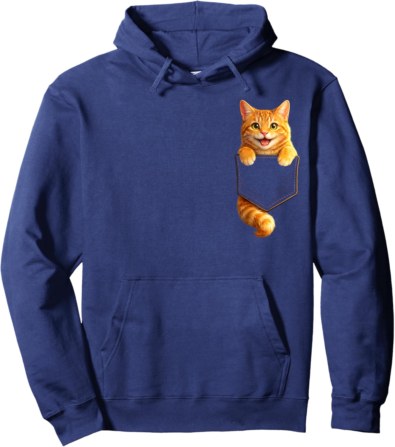 Cute Orange Pocket Kitty Funny Cat Lover Design Hoodie - Hoodie | Navy