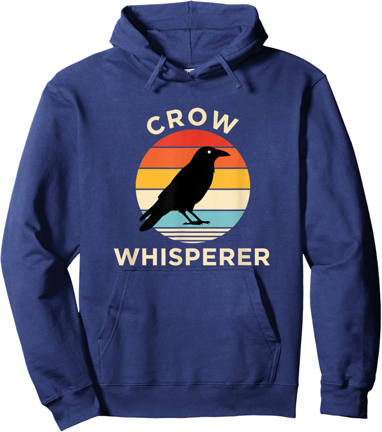 Bird Crow Whisperer Retro Sunset Corvid Lover Hoodie - Hoodie | Navy