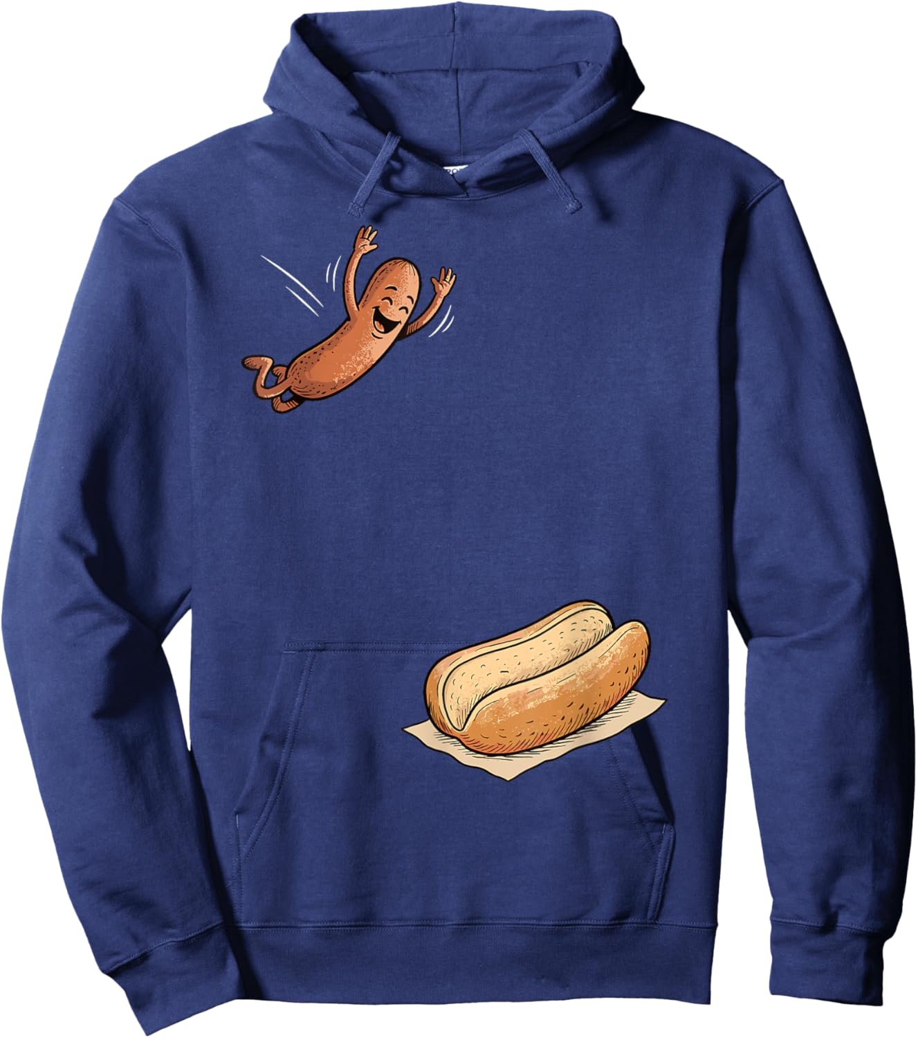 Hotdog Jumping into Bun Funny BBQ Hoodie - Hoodie | Navy