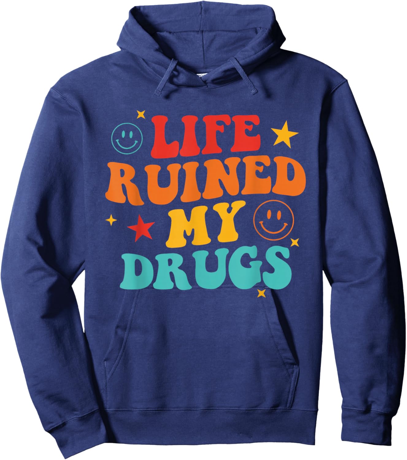 Life Ruined My Drugs Retro Vintage Hoodie - Hoodie | Navy