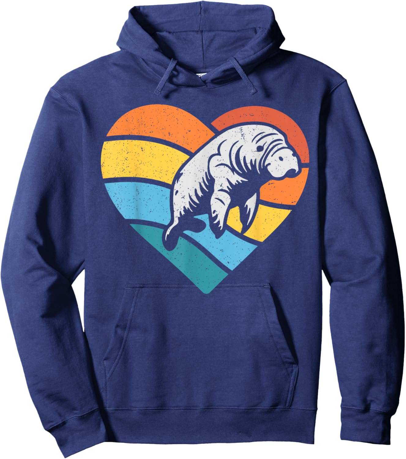 Sea Manatee Valentines Vintage Heart Hoodie - Hoodie | Navy
